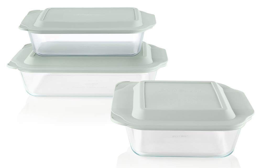 Glass Baking Dish Set 3 Pack 9×13 7×11 8×8 Pyrex Rectangular Deep Lids