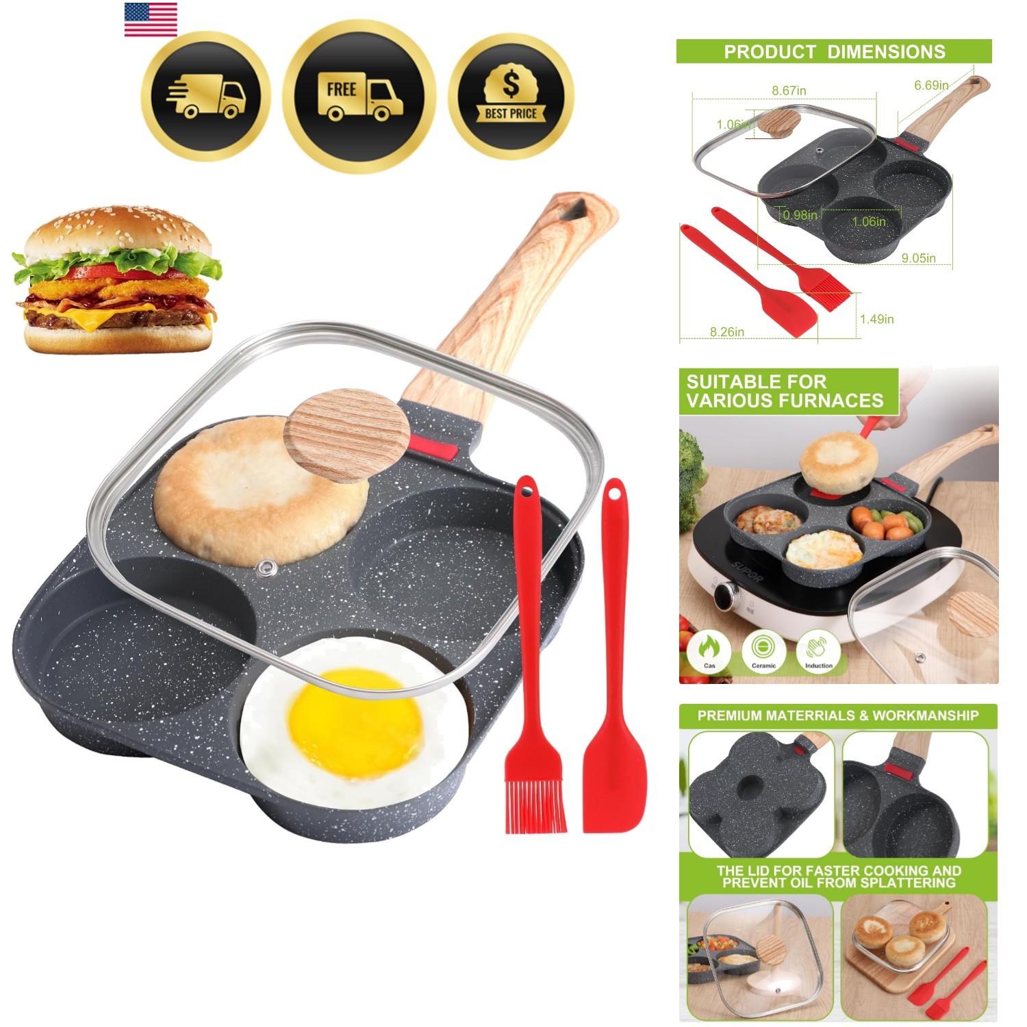 Egg Pan, Egg Pans Nonstick, Omelette Pan with Lid , Healthy Egg Frying Pan f…