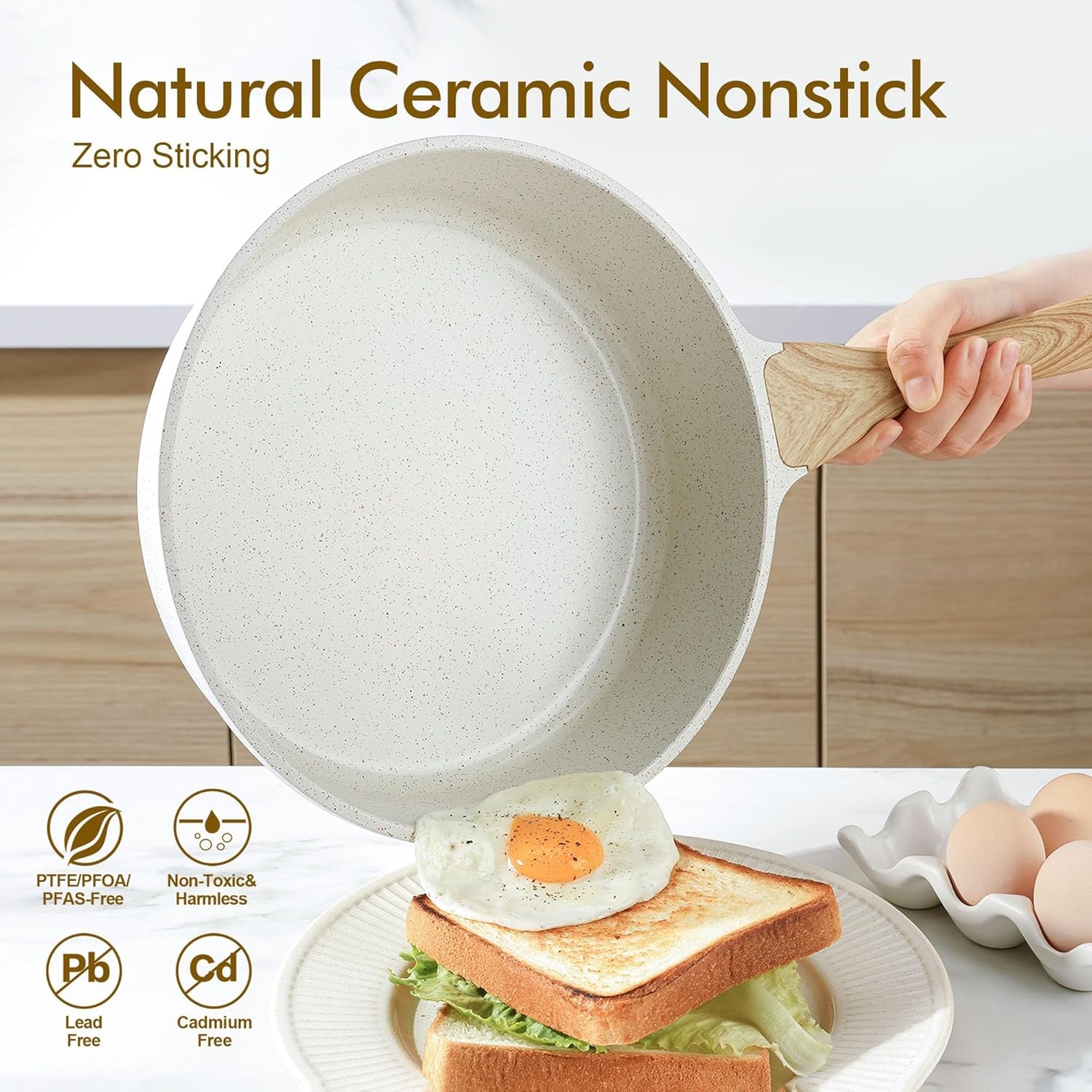 13-Piece Nonstick Ceramic Cookware Set,Silicone Tools and Pot Protectors,1.5