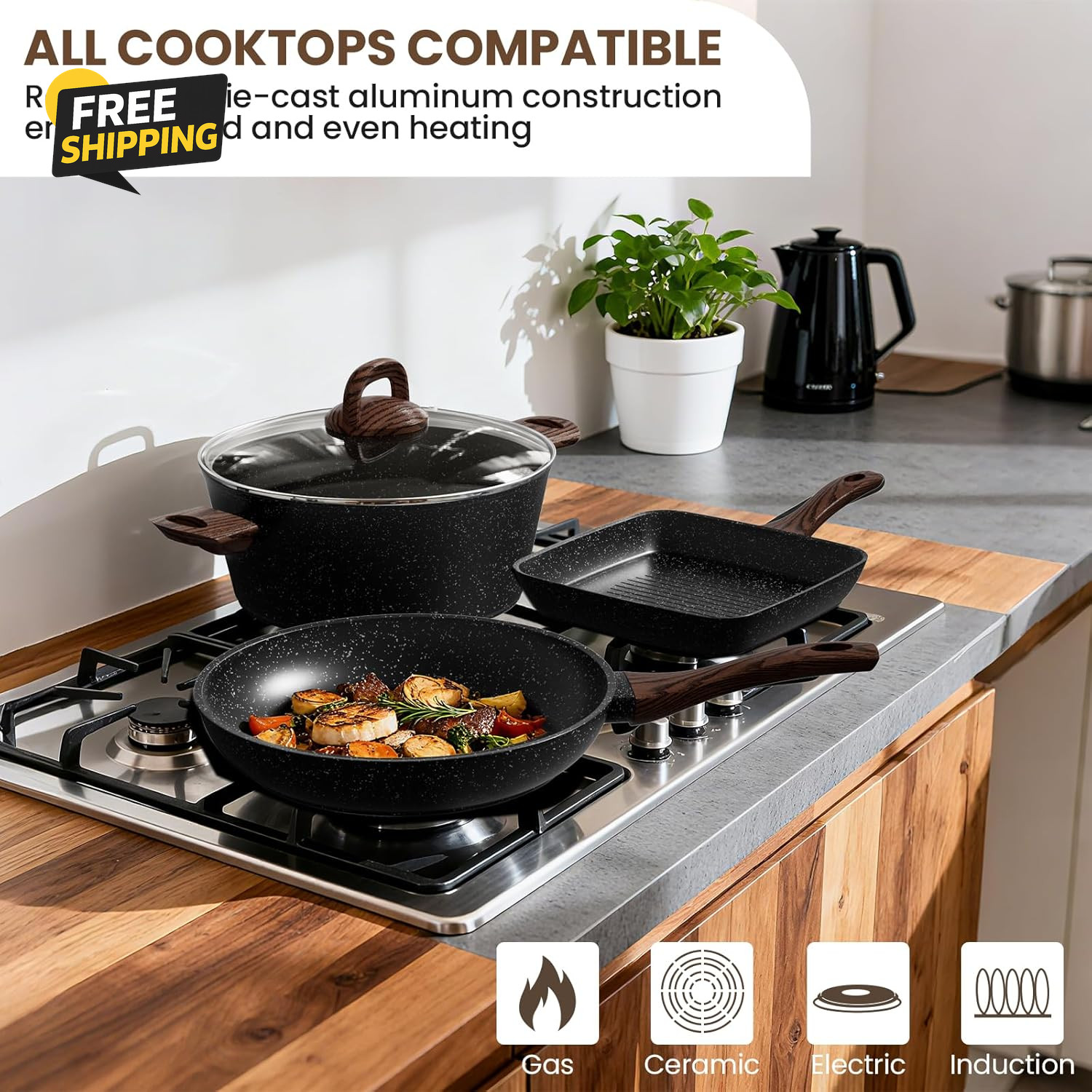 Pots and Pans Set Non Stick, 31 Piece Kitchen Induction Cookware & Bakeware Set,