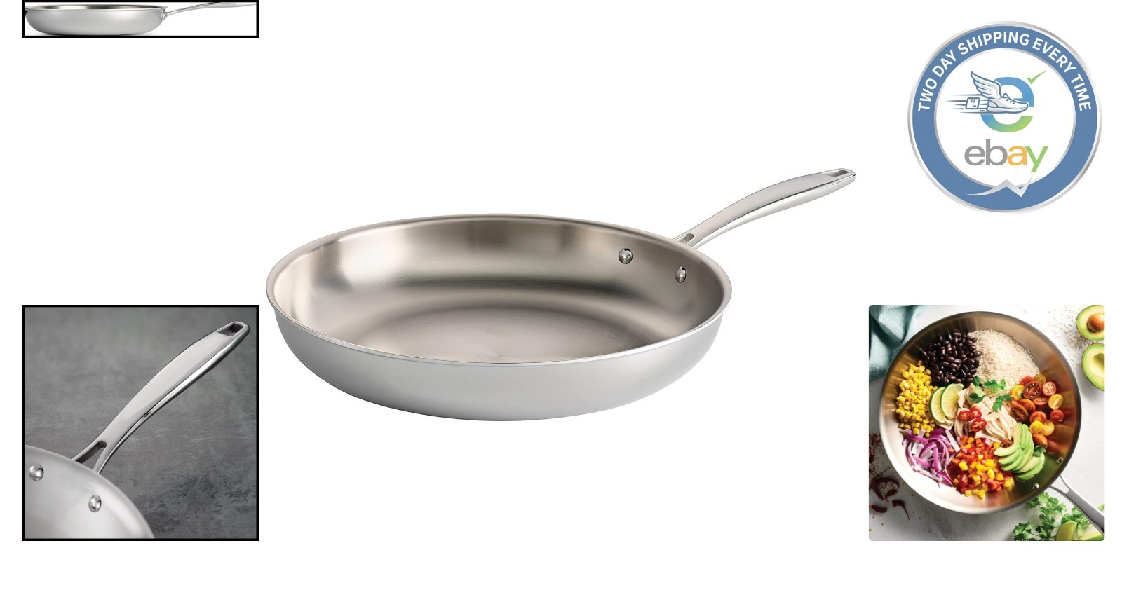 Luxury 12-Inch Fry Pan – NSF-Certified, Stainless Steel, Made in Brazil