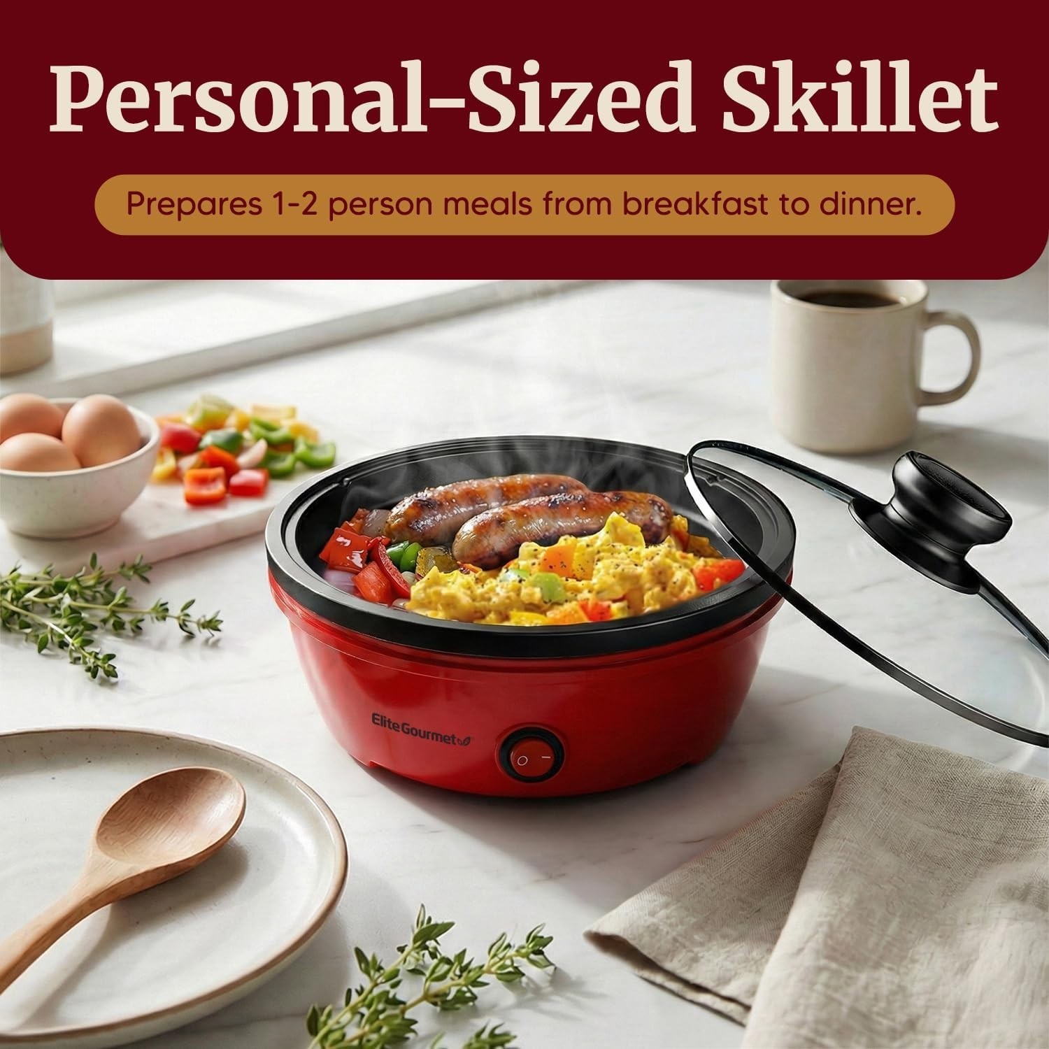 Versatile 8.5-Inch Non-Stick Skillet with Glass Lid – Perfect for Small Spaces