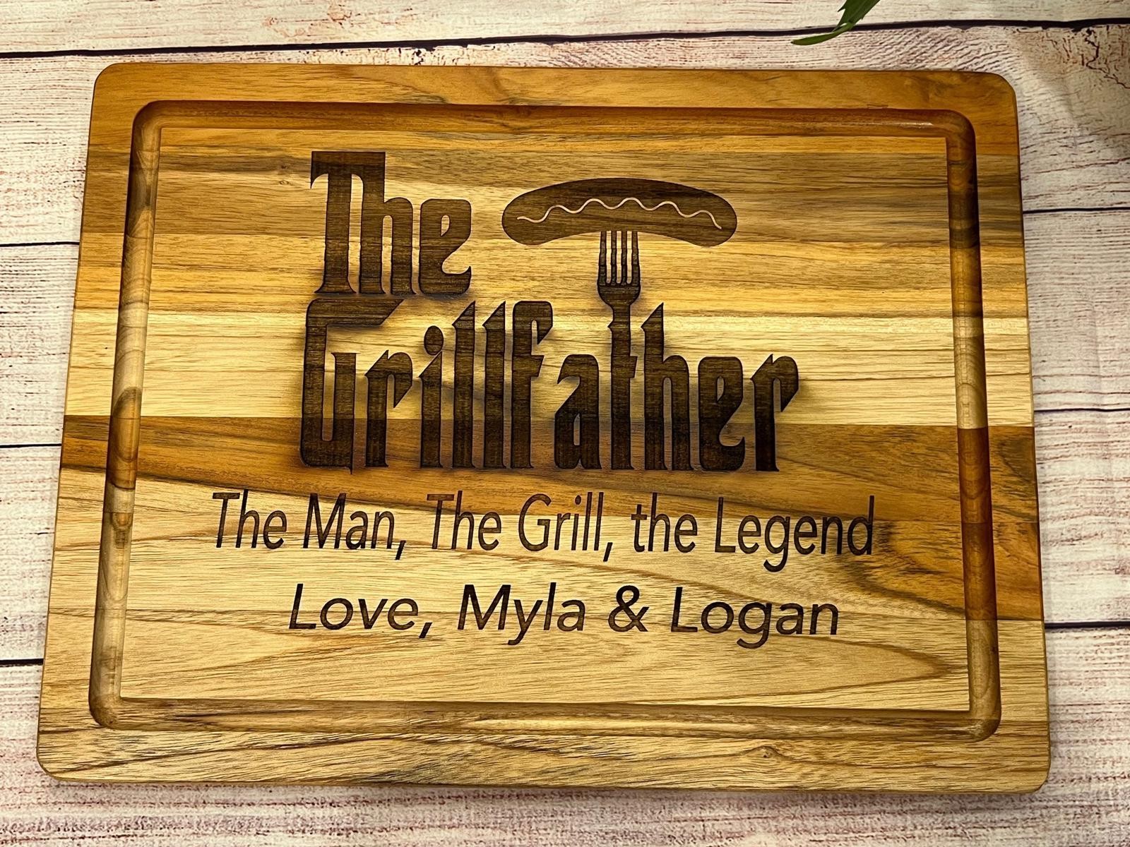 Grillfather engraved cutting board for dad
