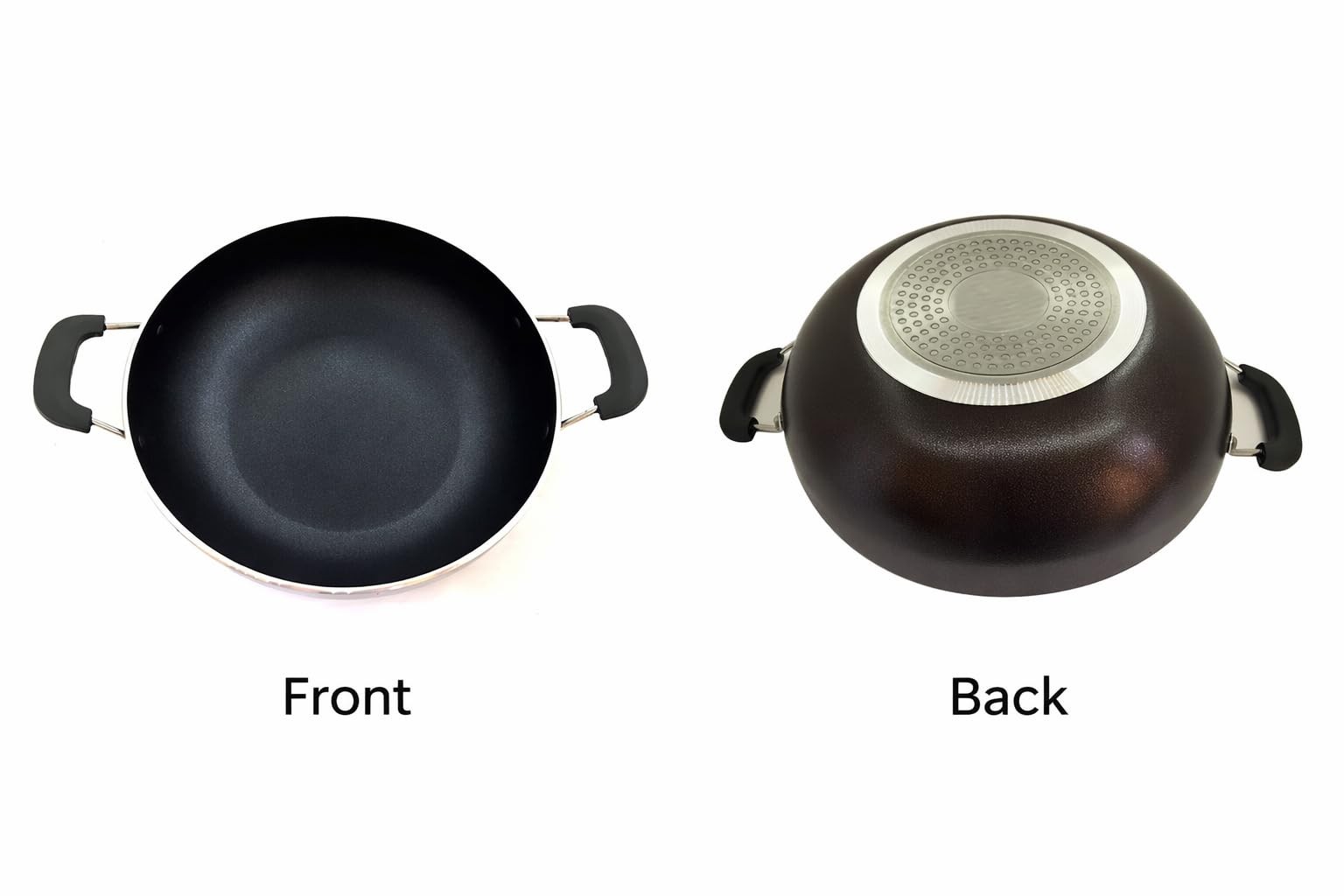 Induction Base Nonstick Kadai With Glass Lid 240mm Deep Fry Pan Kadai Indian Kad