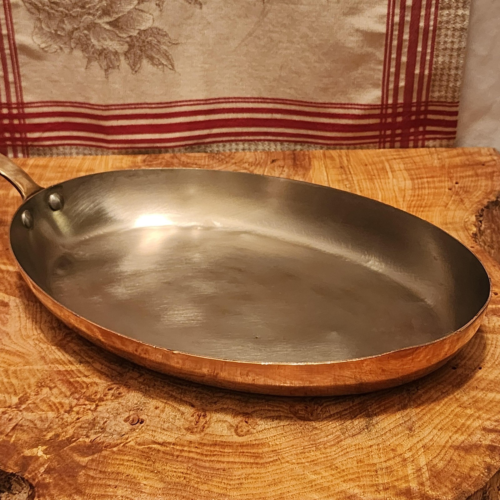 Made In France A.Simon Copper Fish Pan Stainless Steel 13.75×9.25in diameter 3lb