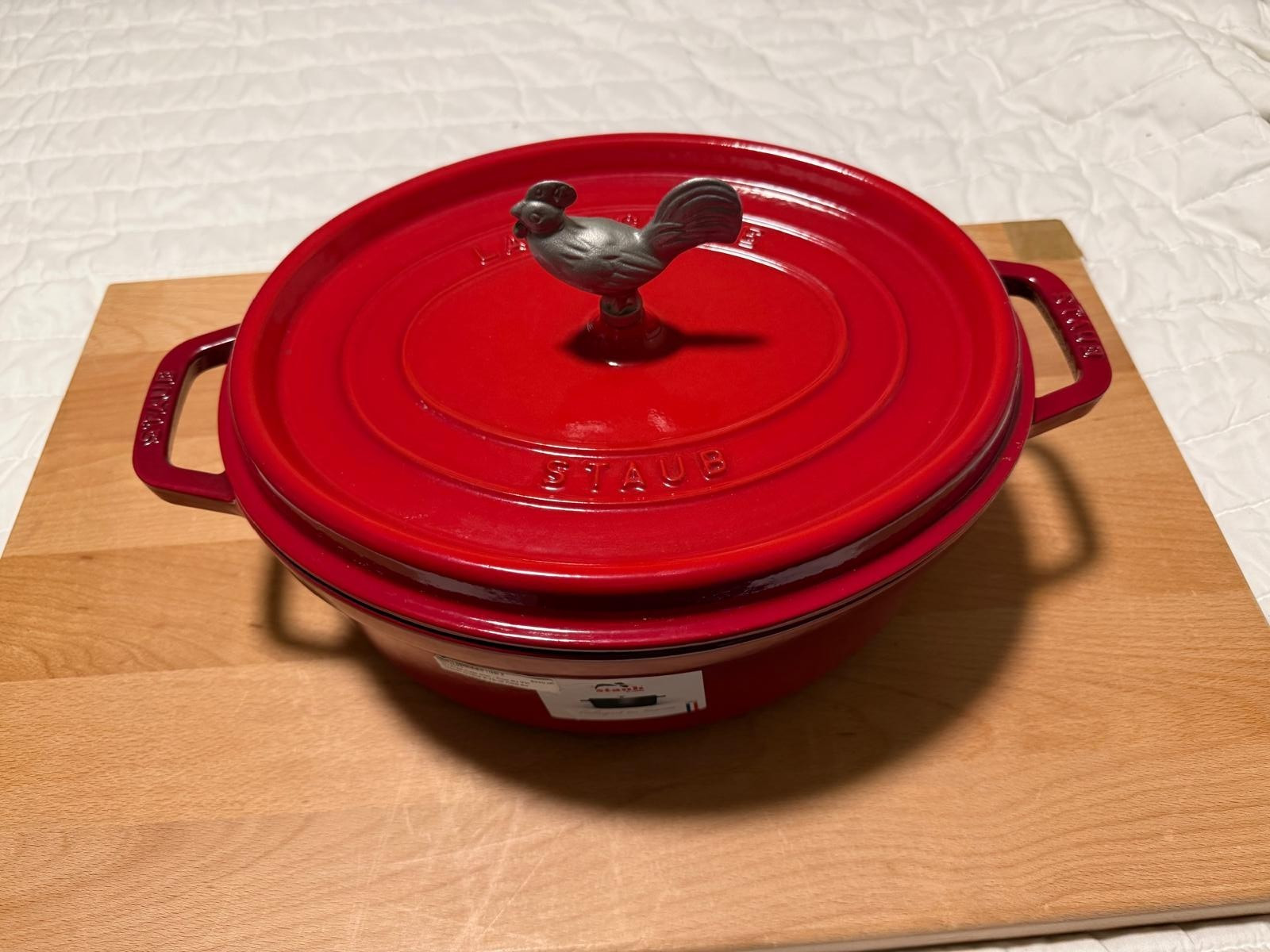 Staub Cast Iron 5.75 qt, Oval, Coq Au Vin Dutch Oven, Cherry