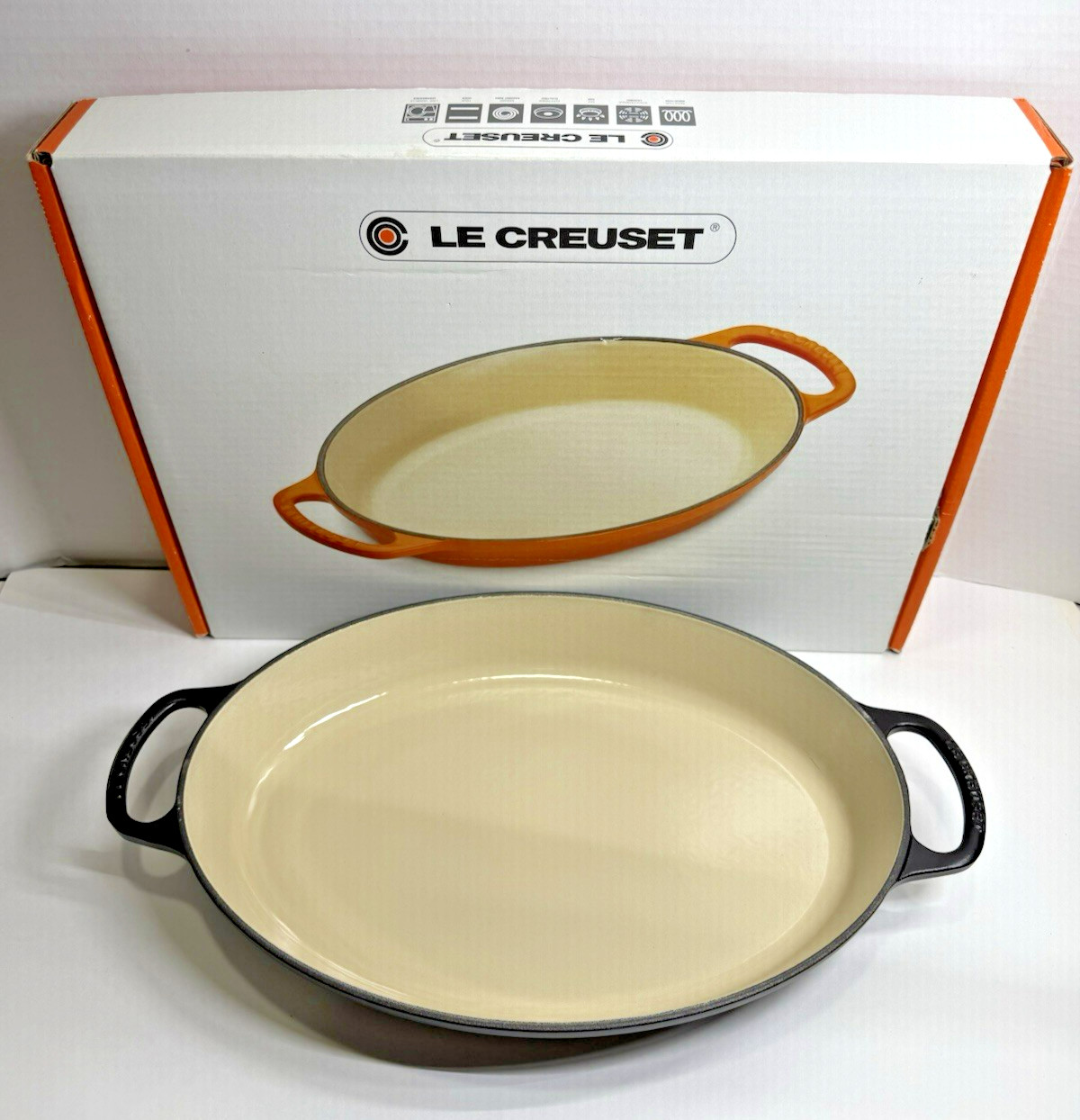 LE CREUSET 3 QT 2.8L Signature Noir Matte Black Oval Cast Iron Baker Enameled