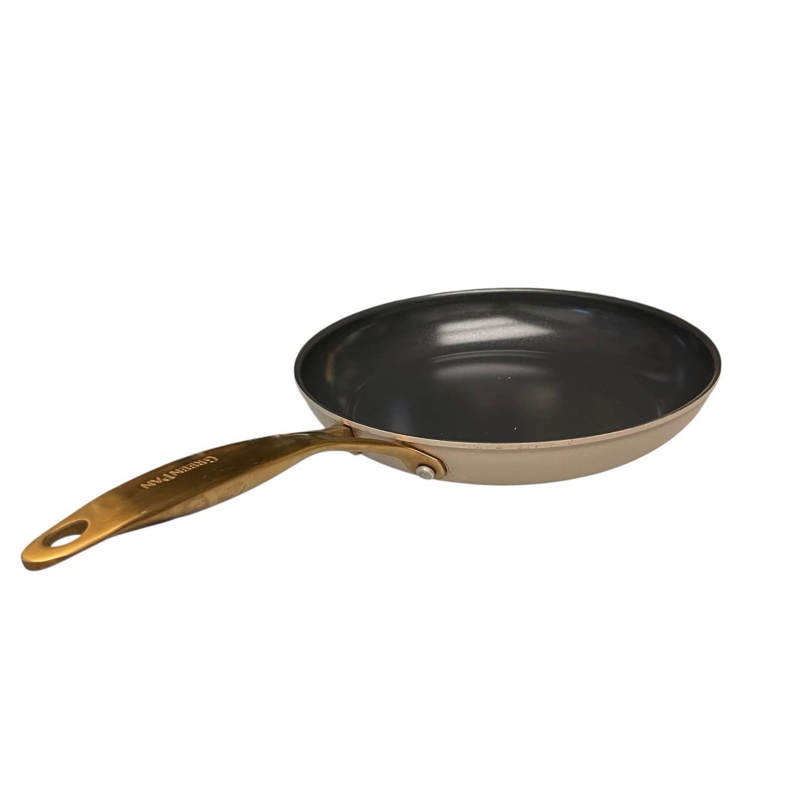 GreenPan Aluminum 10.5” Skillet Fry Pan w Non-Stick Coating Beige Enameled Side