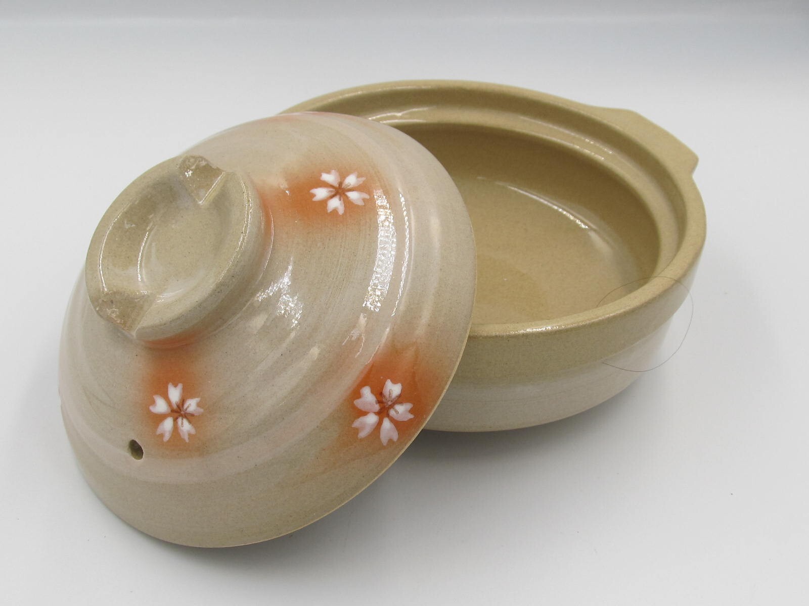 Donabe Flower Pattern Ceramic Earthenware Pot Rice Cooker 7.48 in Japan Daiso