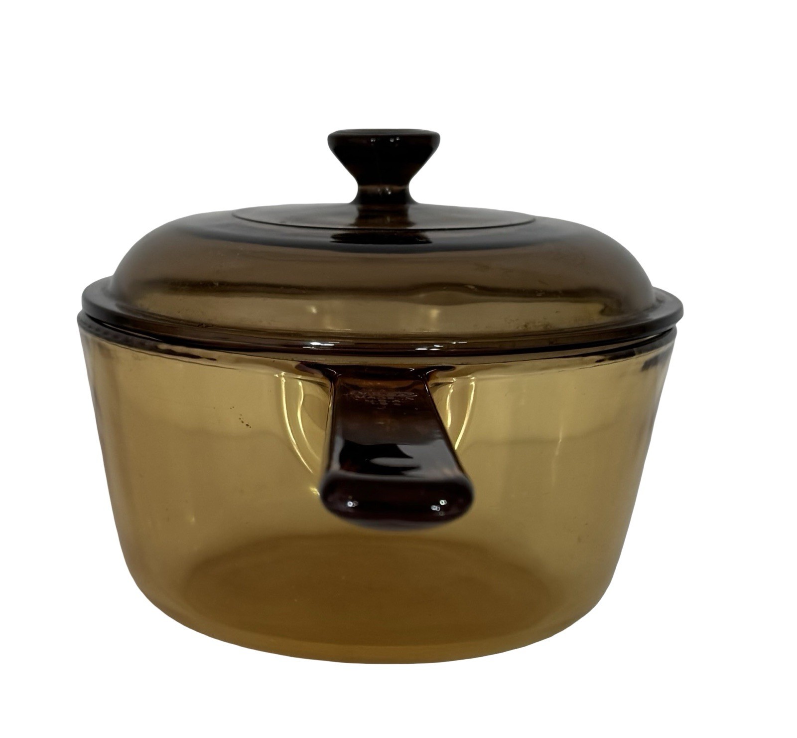 Vintage Corning Vision Ware Amber Glass Saucepan 1.5L w/ Pyrex Lid Cookware Pot