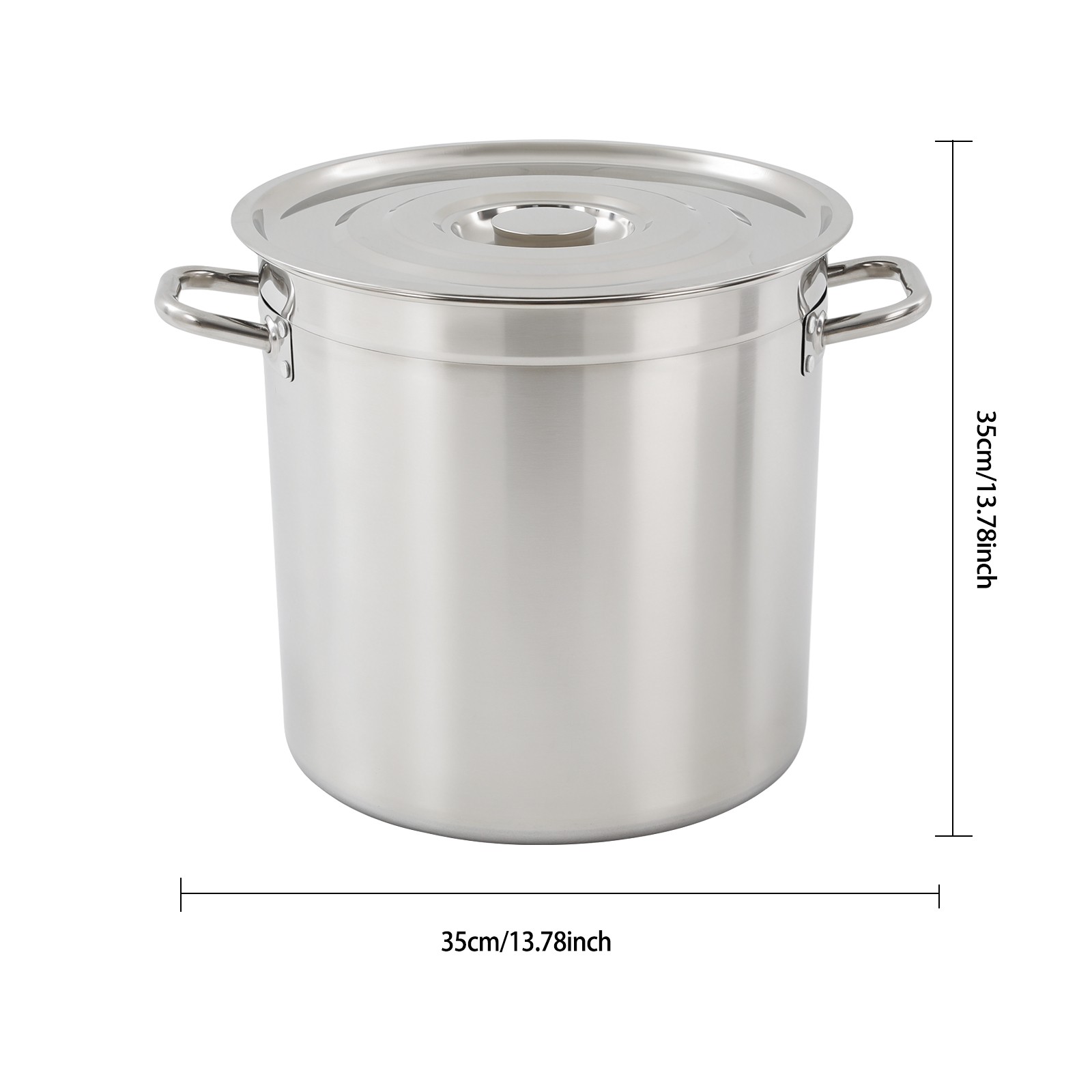 Deep Stainless Steel Stock Soup Pot With Lid Braising Simmering Stew Soup