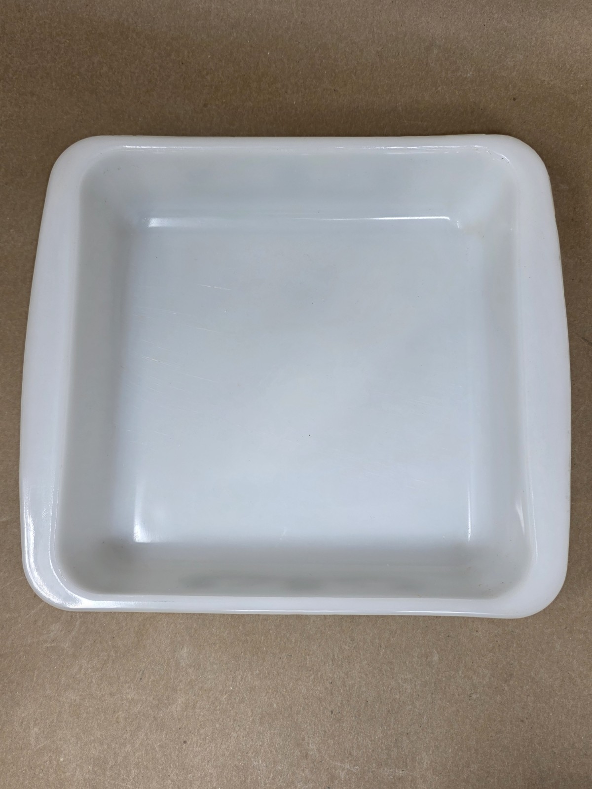Vintage Glasbake Green “Crazy Daisy” Milk Glass 8” x 8” Square Casserole Dish