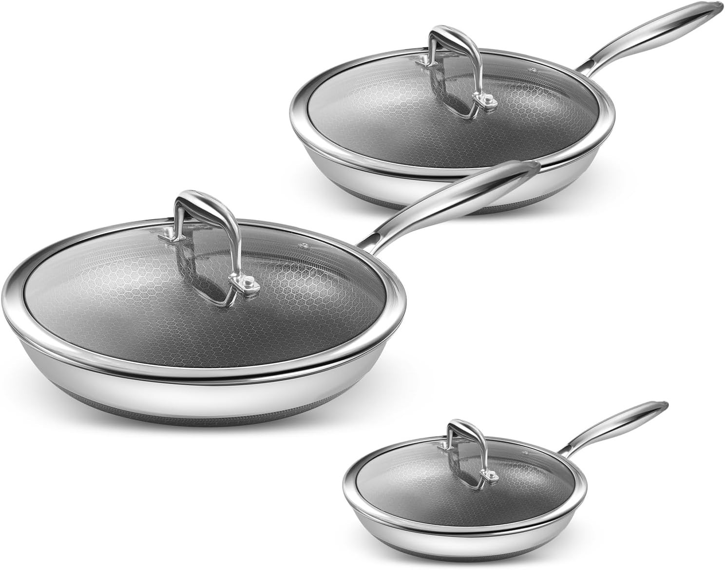 6-Piece Frying Pan Set, 8, 10 and 12 inch Frying Pans, Hybrid Nonstick 18/10 …