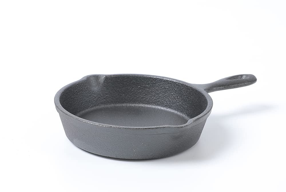 Mini Black Cast Iron Skillet Set PreSeasoned Small Frying Pan Dia 3.9 Inch