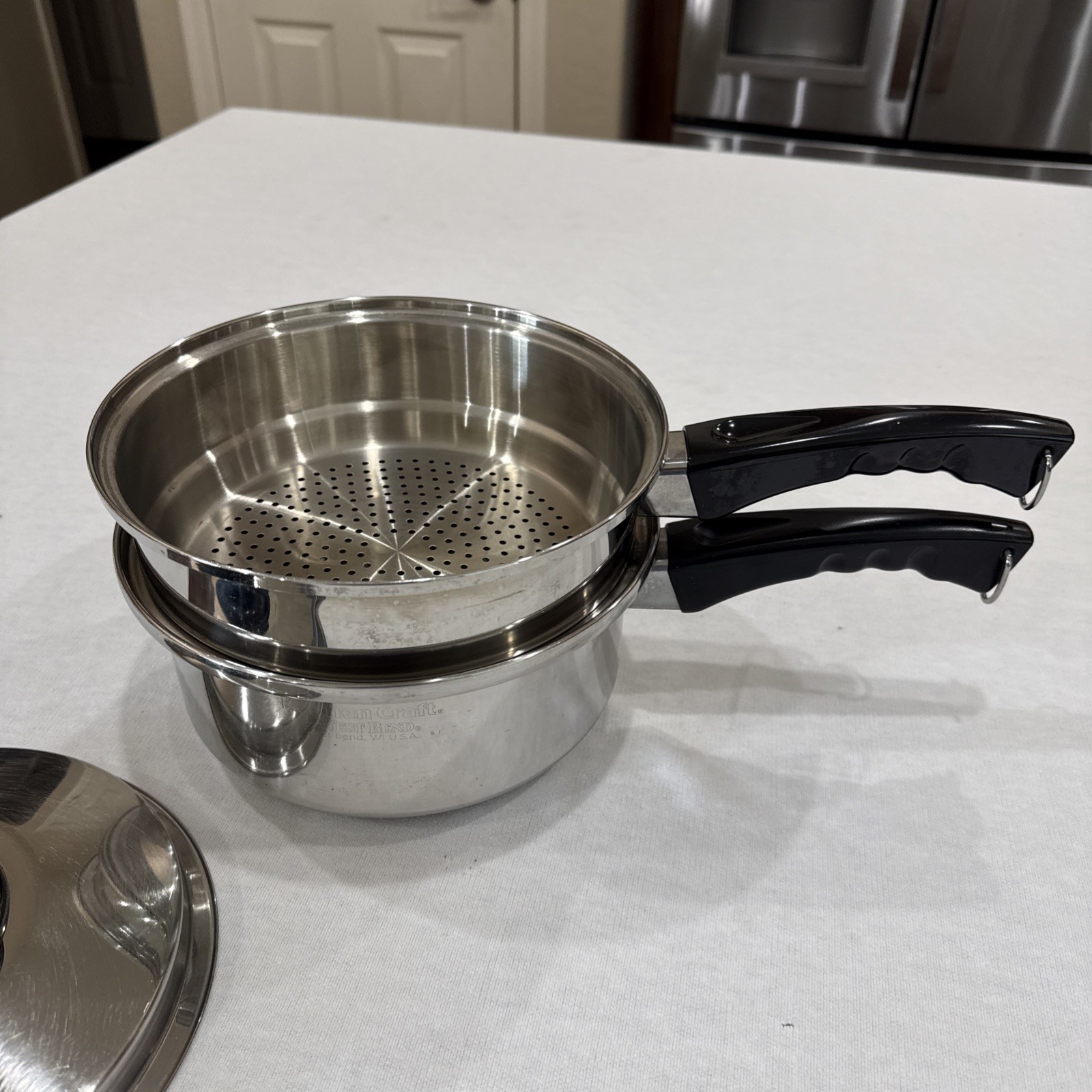 Kitchen Craft by West Bend Stainless Steel 3 Qt Saucepan w/ Lid & Steamer Insert