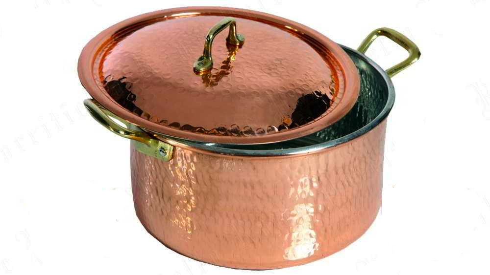 Casseruola in rame da cucina con interno stagnato professionale 27 cm