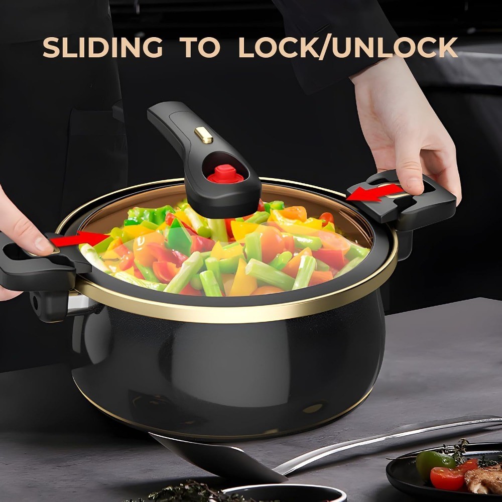 Nonstick Coated Sauce Pan with Lid Green Crock Pot with Twist & Lock