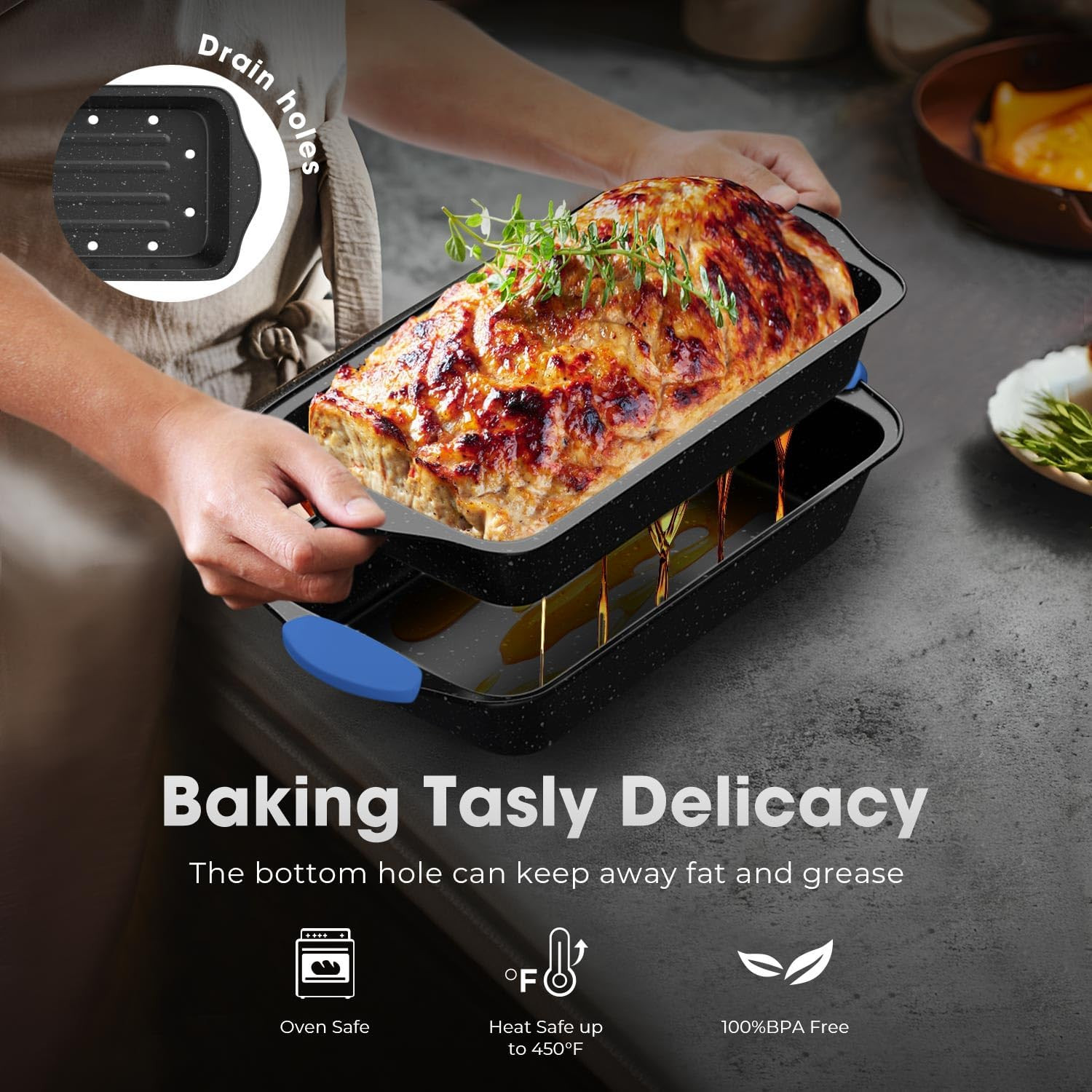 Premium 11-Piece Nonstick Baking Set with Cool-Touch Handles – Black & Blue