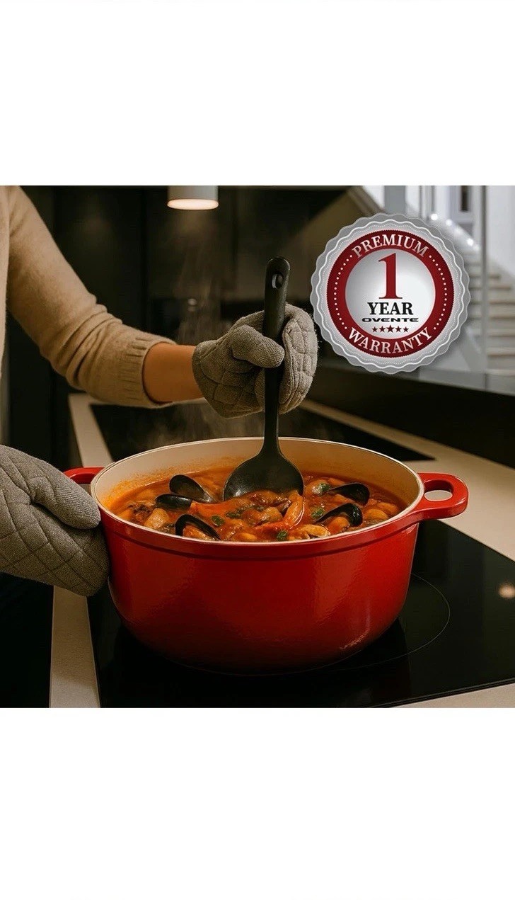 OVENTE Dutch Oven Pot with Lid, 4.6 Quart Aluminum Non-Stick
