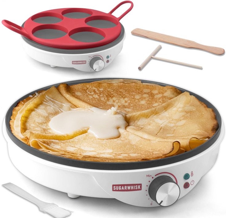 Crepera Eléctrica 12 con Moldes de Silicona, Espátula y Esparcidor Incl, Nuevo