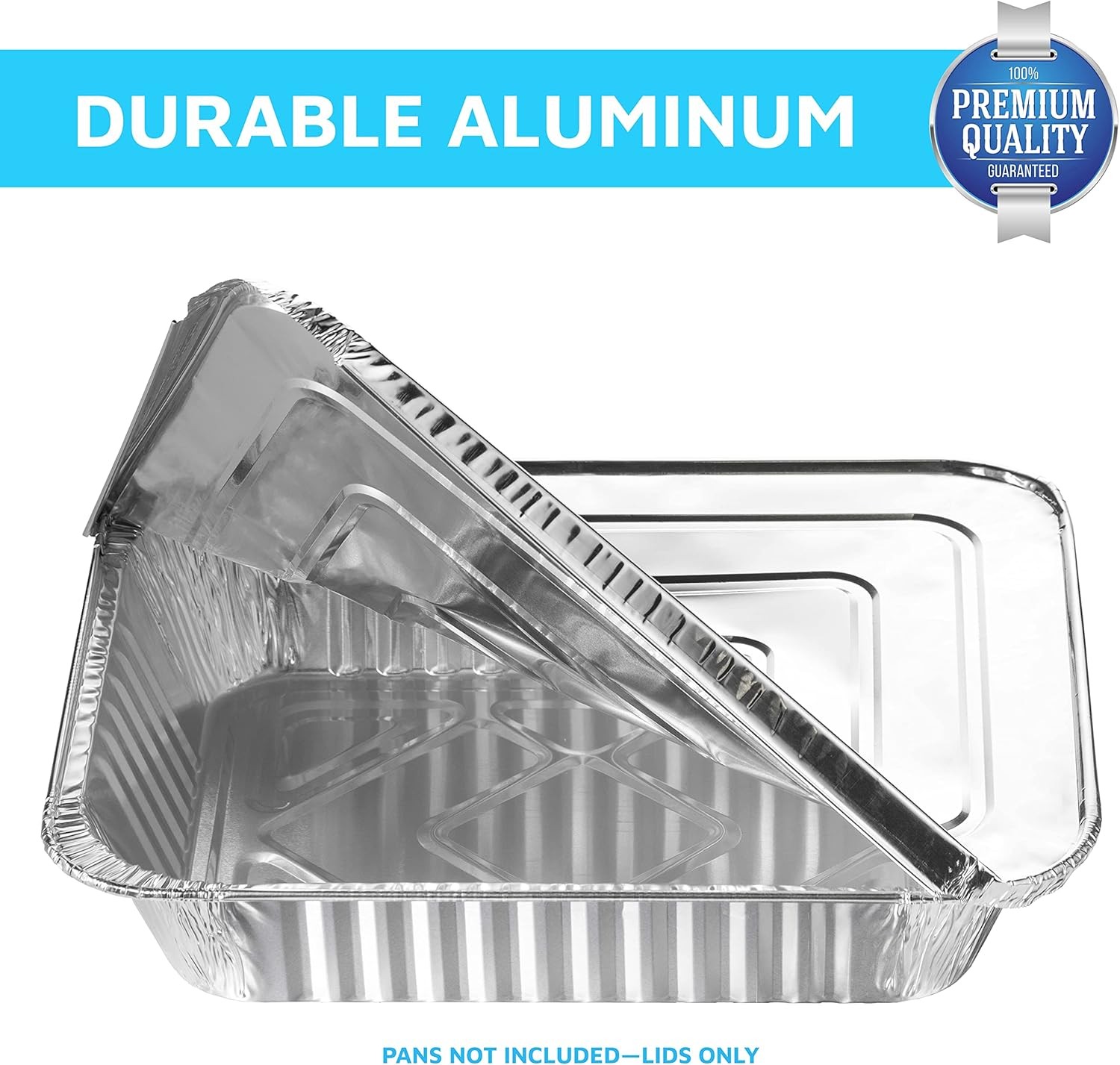 Half-Size Aluminium Foil Lids | [50 Pack] | Fit for 9×13 Roasting Pans |