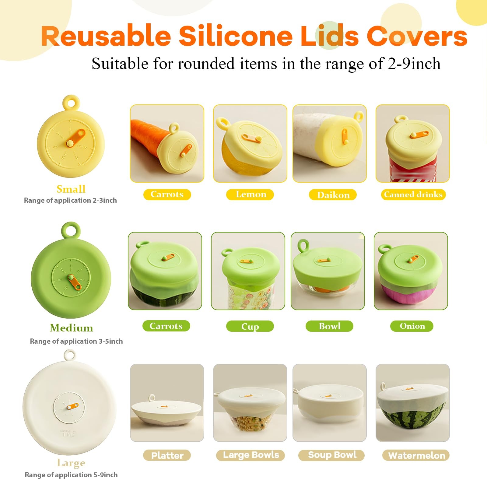 Silicone Stretch Lids Set for Food Storage, 6 Pcs Food-grade Reusable Sealing…