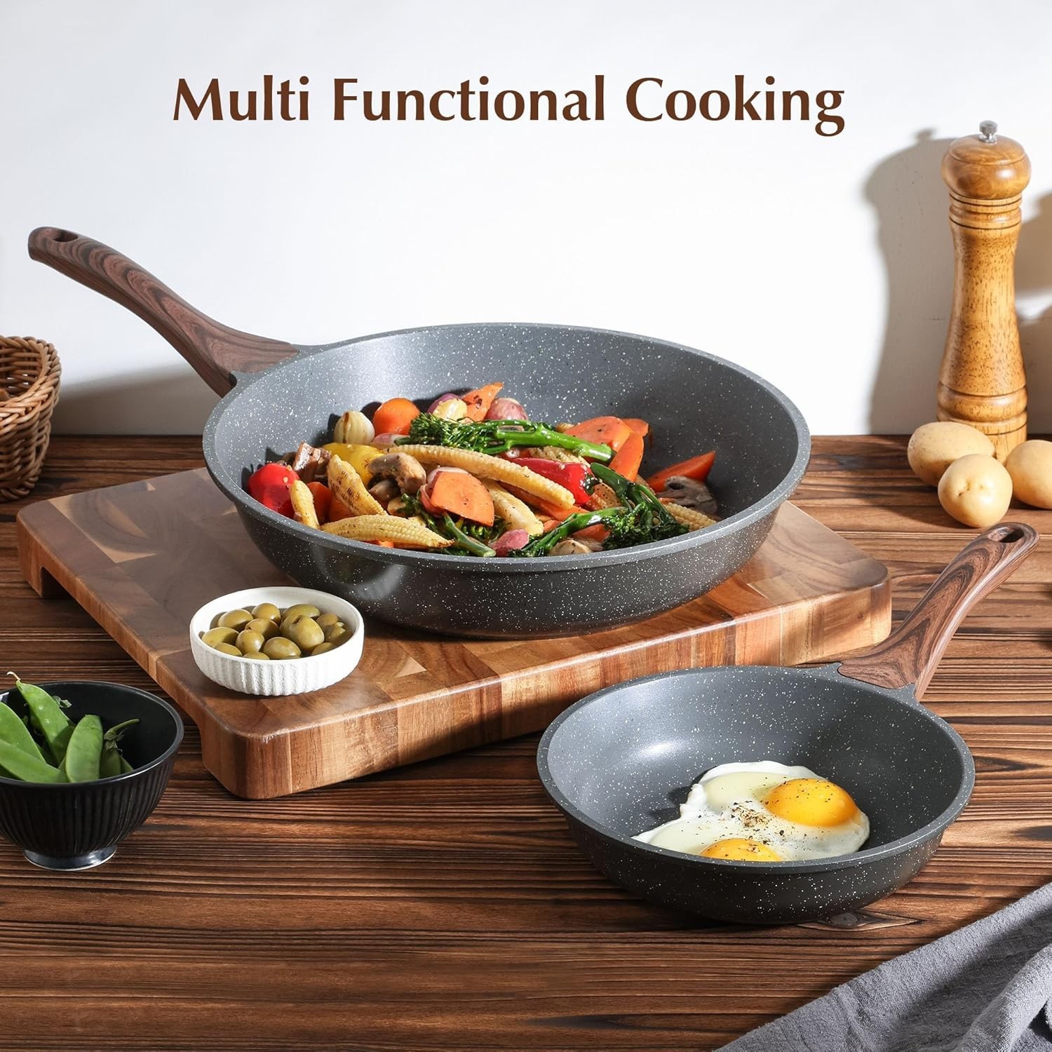 Nonstick Frying Pan Skillet, Swiss Granite Coating Omelette Pan, Healthy Ston…