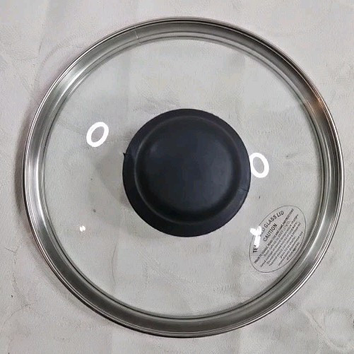 Glass REPLACEMENT LID ONLY 9.75″ Inside 10″ Outside Black Knob Unbranded