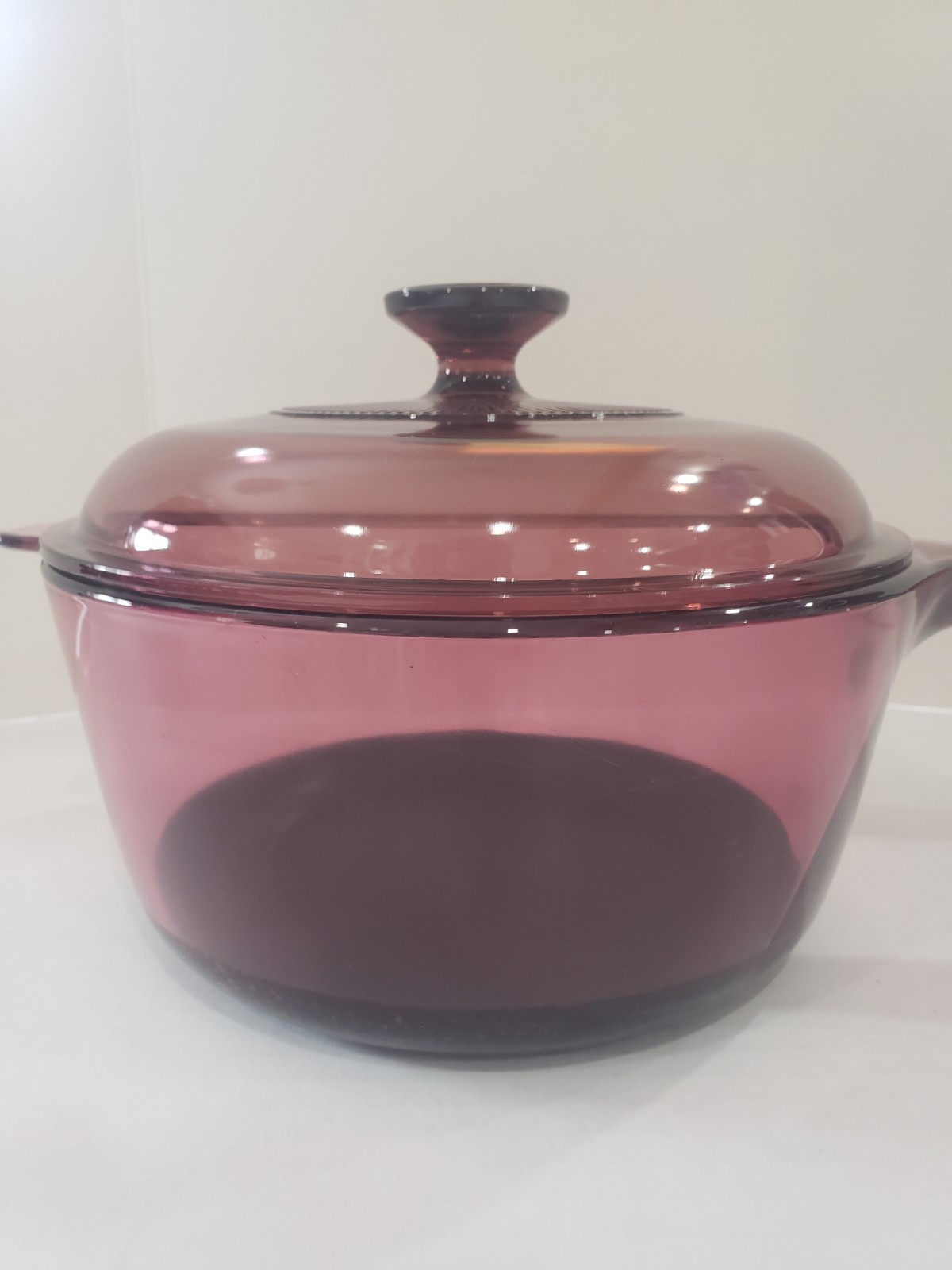 Corning Visions Cranberry 2.5L Saucepan Pot w/ Glass Lid, USA Vintage Cookware