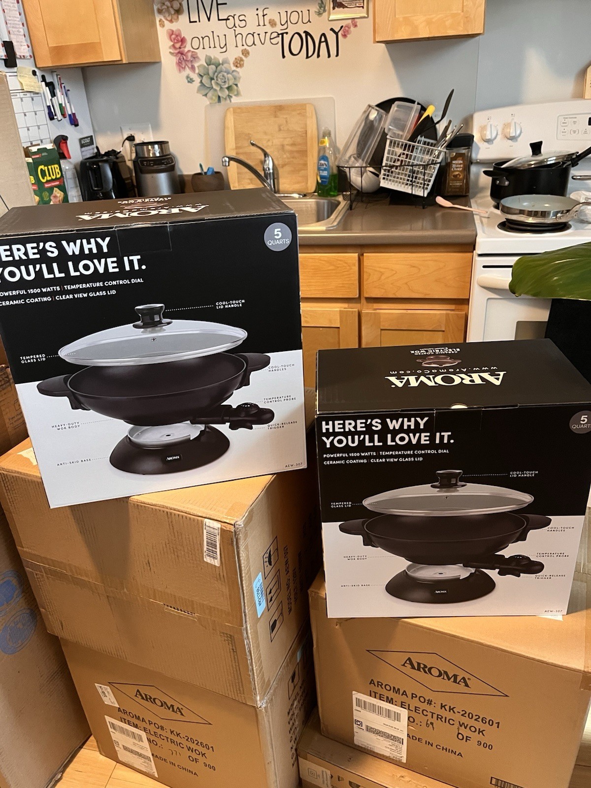 Aroma® Professional 5Qt. Electric Wok, Black, New (AEW-307)