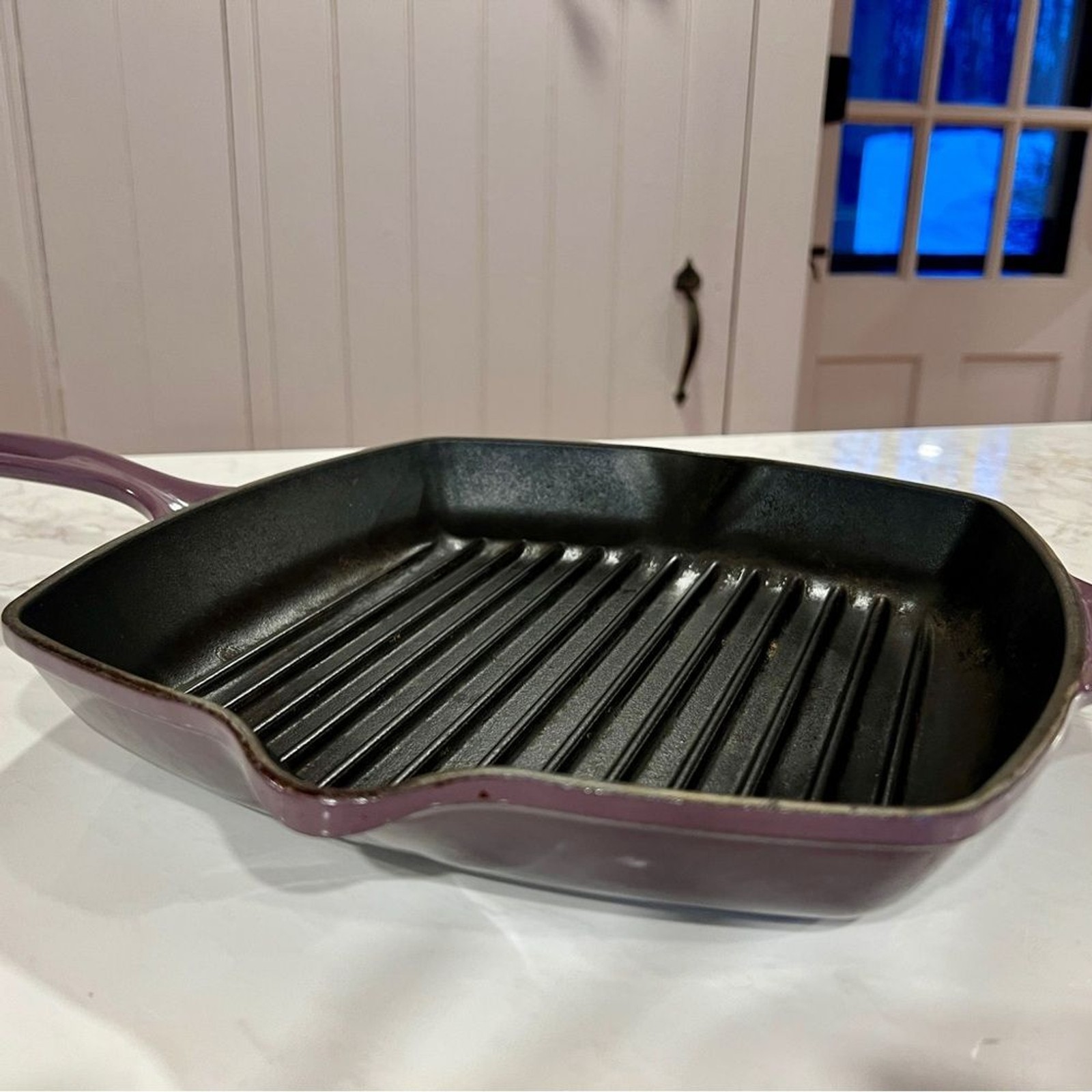 Le Creuset 10.25″ Enameled Cast Iron Skillet Grill, Discontinued Cassis, France