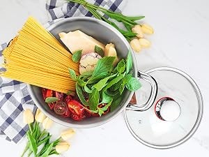 12QT Large Stainless Steel Stock Pot with Lid, Tri-ply Cooking Soup Stockpot