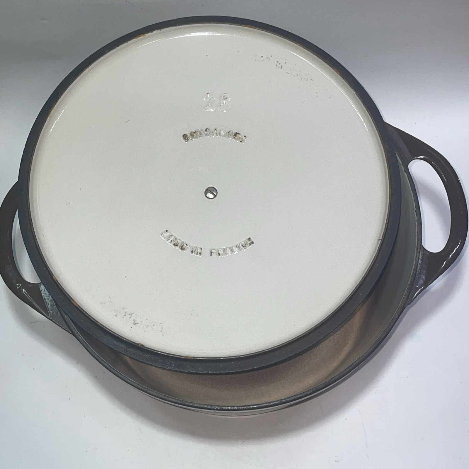 Cousances Le Creuset Casserole Dish Dutch Oven 28 Brown Cast Iron 11” W/ Lid