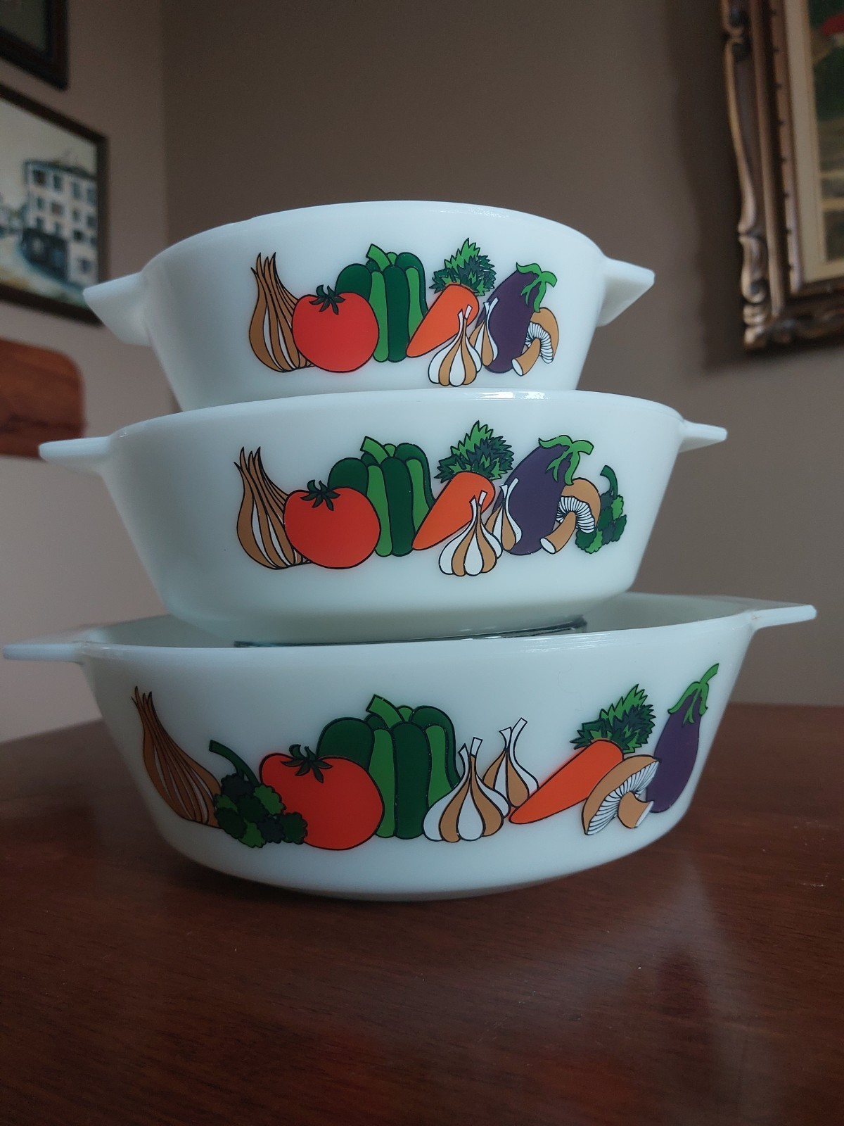 RARE Vintage 60s PYREX SET (3 Bowls) Near Mint ENGLAND Milkglass Opal Wear