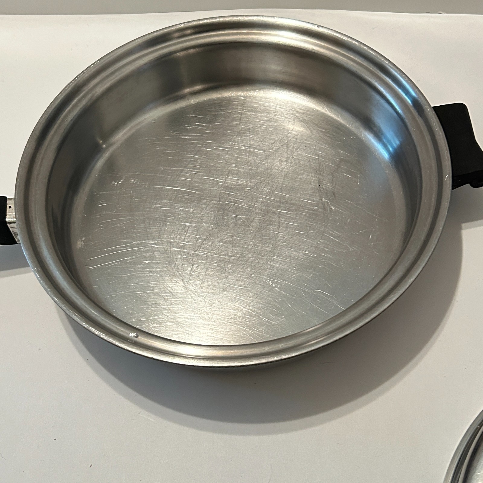 12 Piece Saladmaster Pots & Pans Lot Tri-Clad Stainless Vapo Lids Egg Poacher