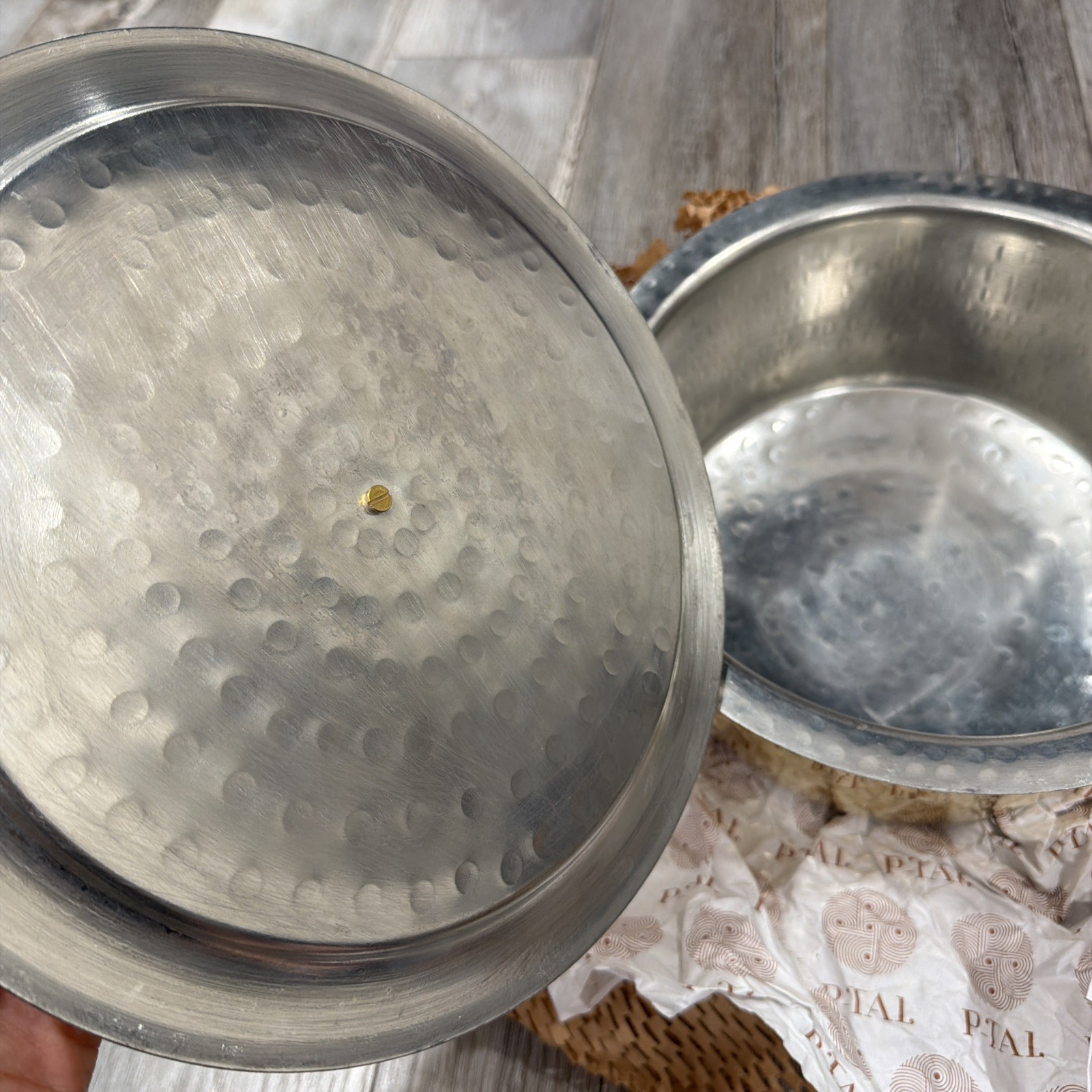 P•TAL Brass Stock Pot with Lid Naturally Nonstick and Toxin Free Pasta Pot 3 Qt