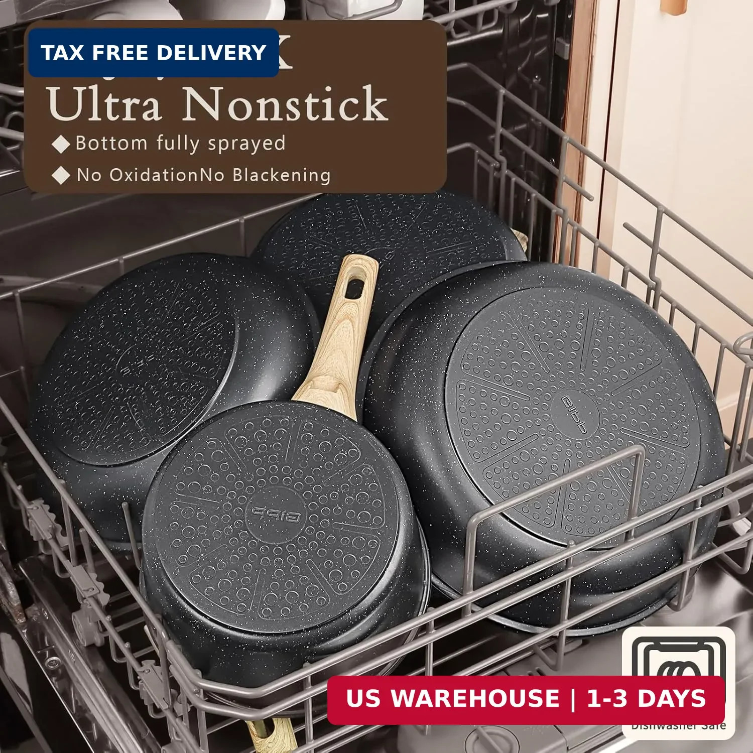 GiPP Ceramic Pots and Pans Set Non Stick – 17 Pcs Nonstick Cookware Set, Non-tox