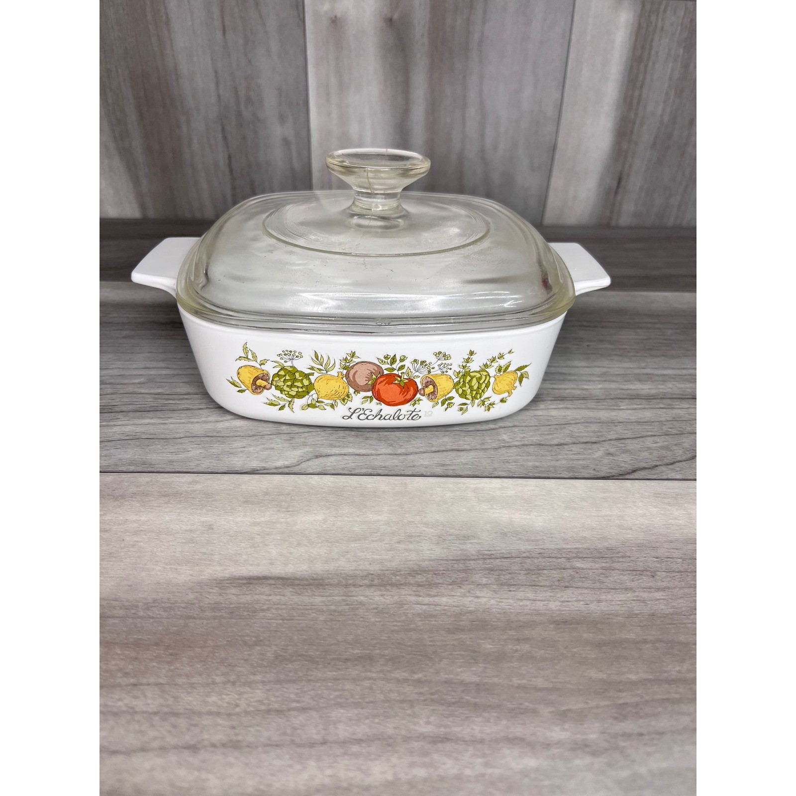 Corning Ware Casserole Dish 1 Qt White Excellent L’Echalote Spice O’ Life VTG