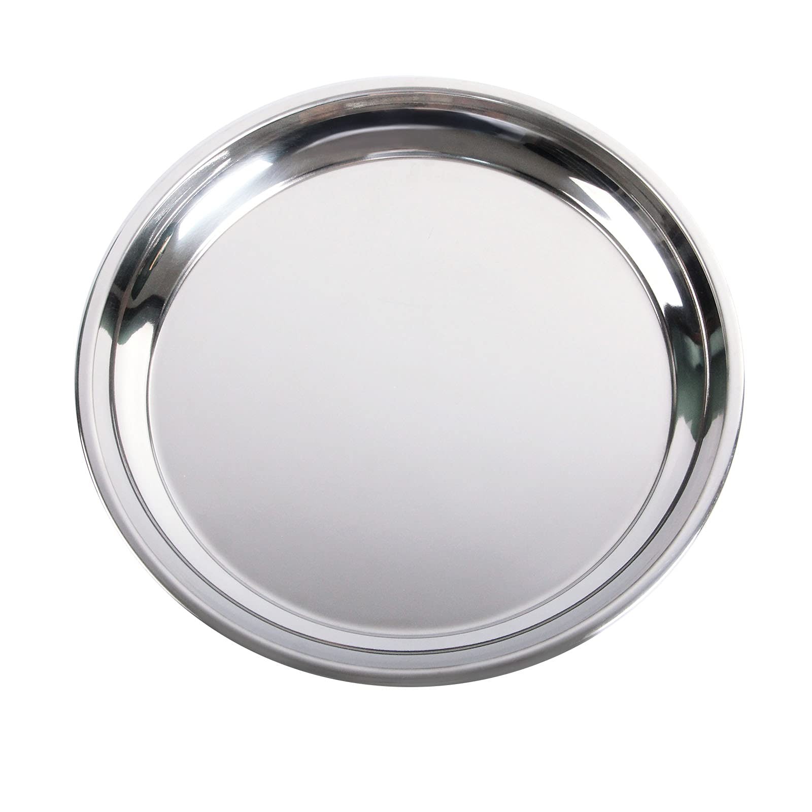 14 In Stainless Steel Roasting Pan, Heavy 14 x1.25 in, Silver