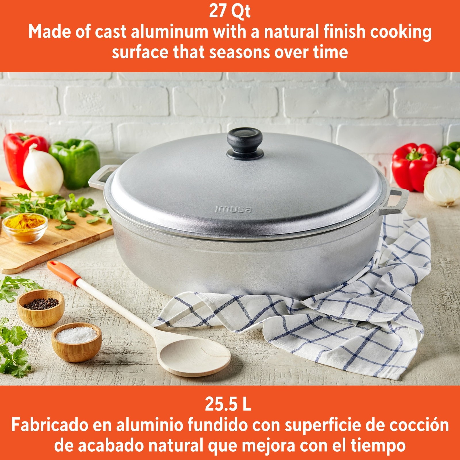 2 PCS 27qt Cast Aluminum Caldero 50cm