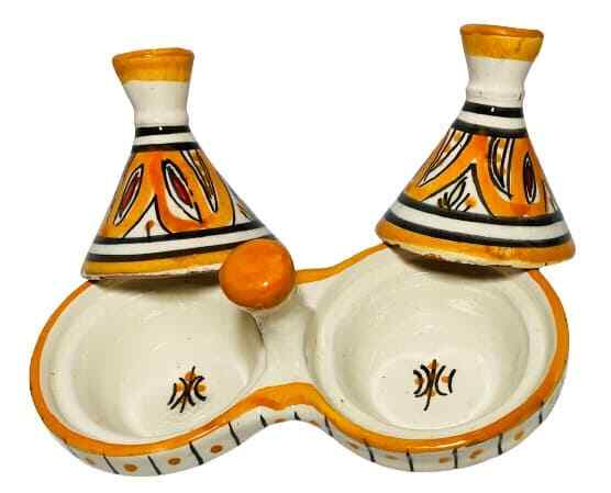 GGE “MELH ORANGE” TAGINE Multi-Purpose SALT & PEPPER SMALL Moroccan Tajine