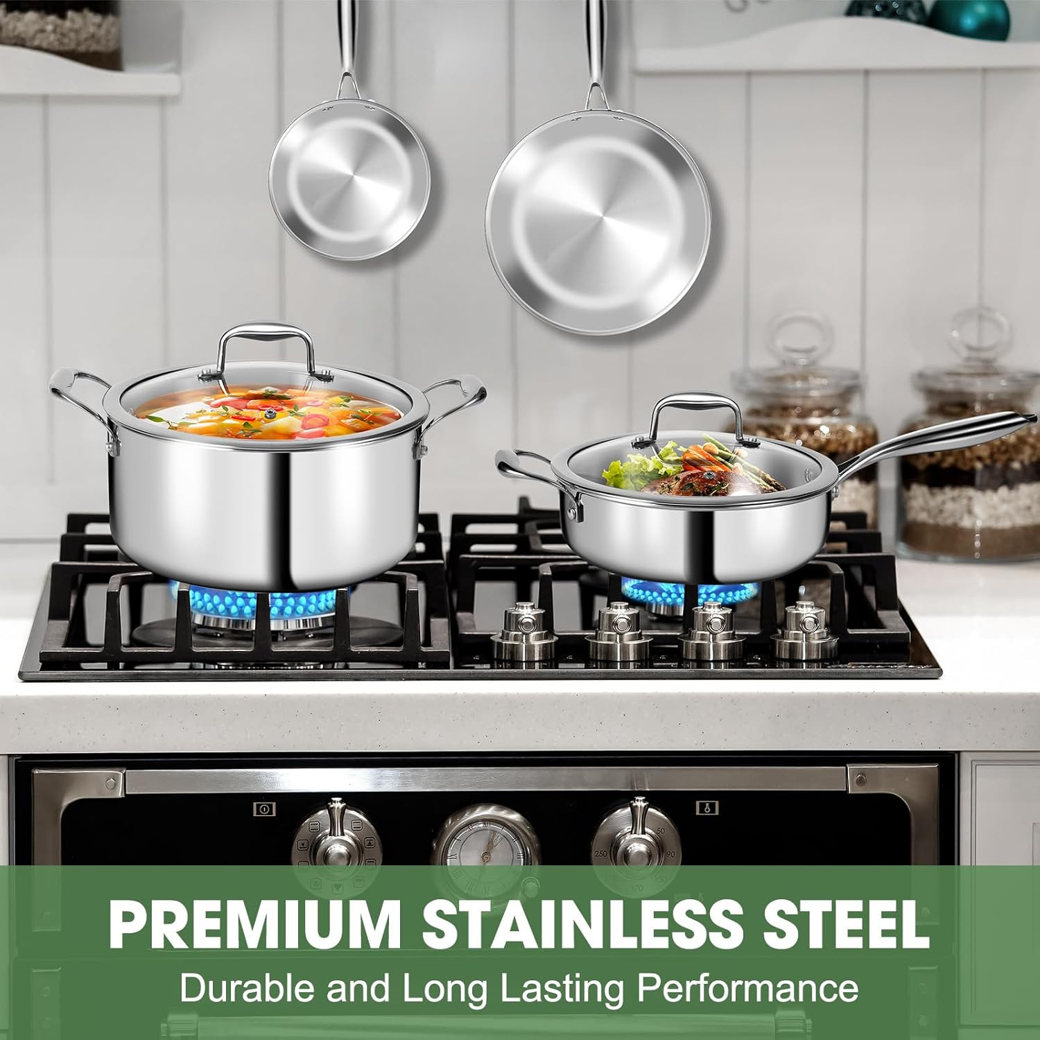 Professional 11-Piece 3-Ply Stainless Steel Cookware Set – Induction & Oven Safe