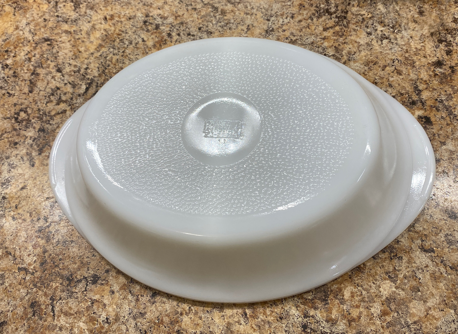 Glasbake Vintage 1960s Serving Dish White Glass Divided Oval Casserole J239