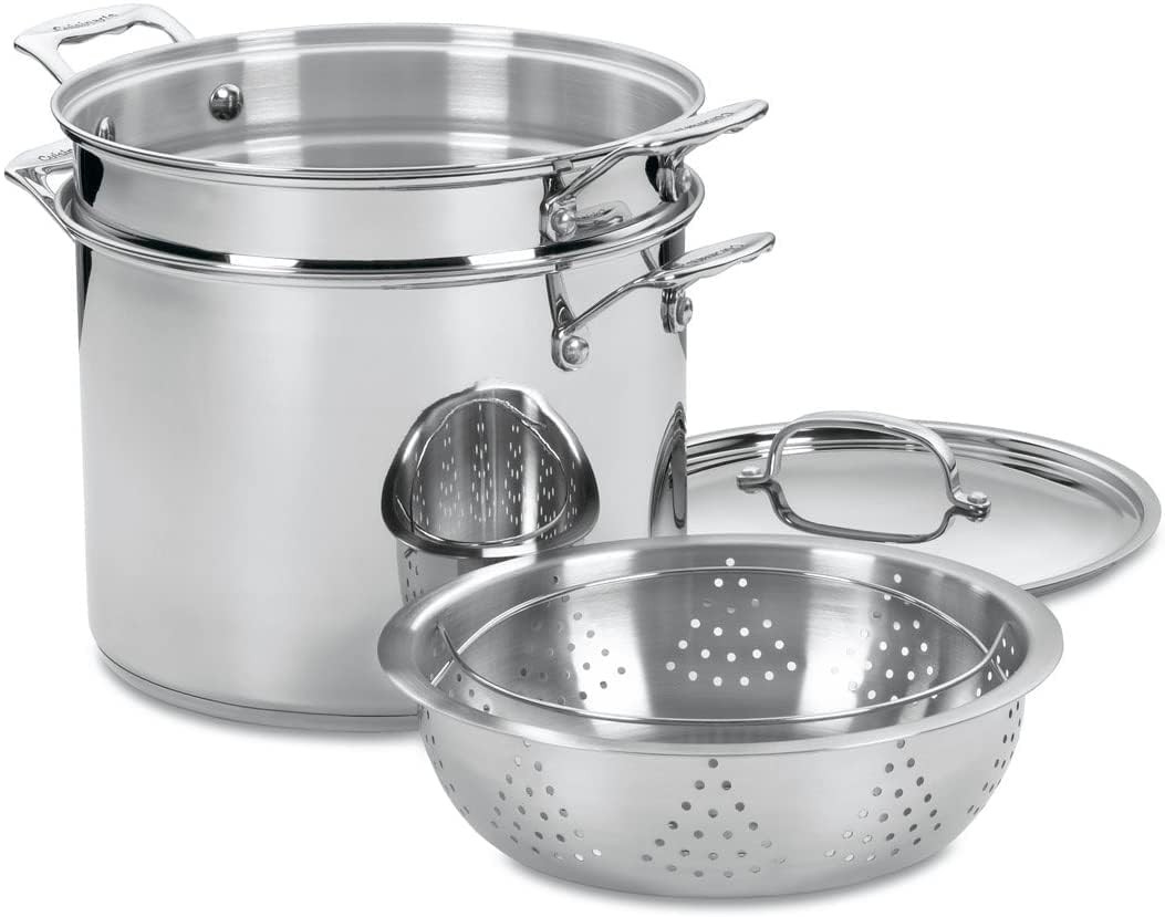 Cuisinart 4Piece Cookware Set, 12 Quarts, Chef’s Classic Stainless Steel Past…