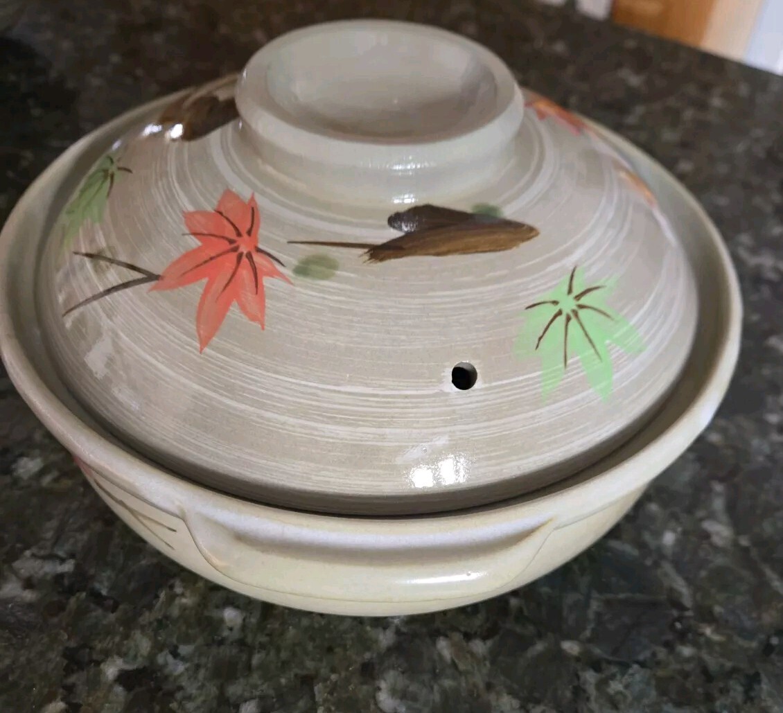 Kotobuki Japanese 10″D Earthenware Donabe Pot Lid Casserole and 5 Bowls