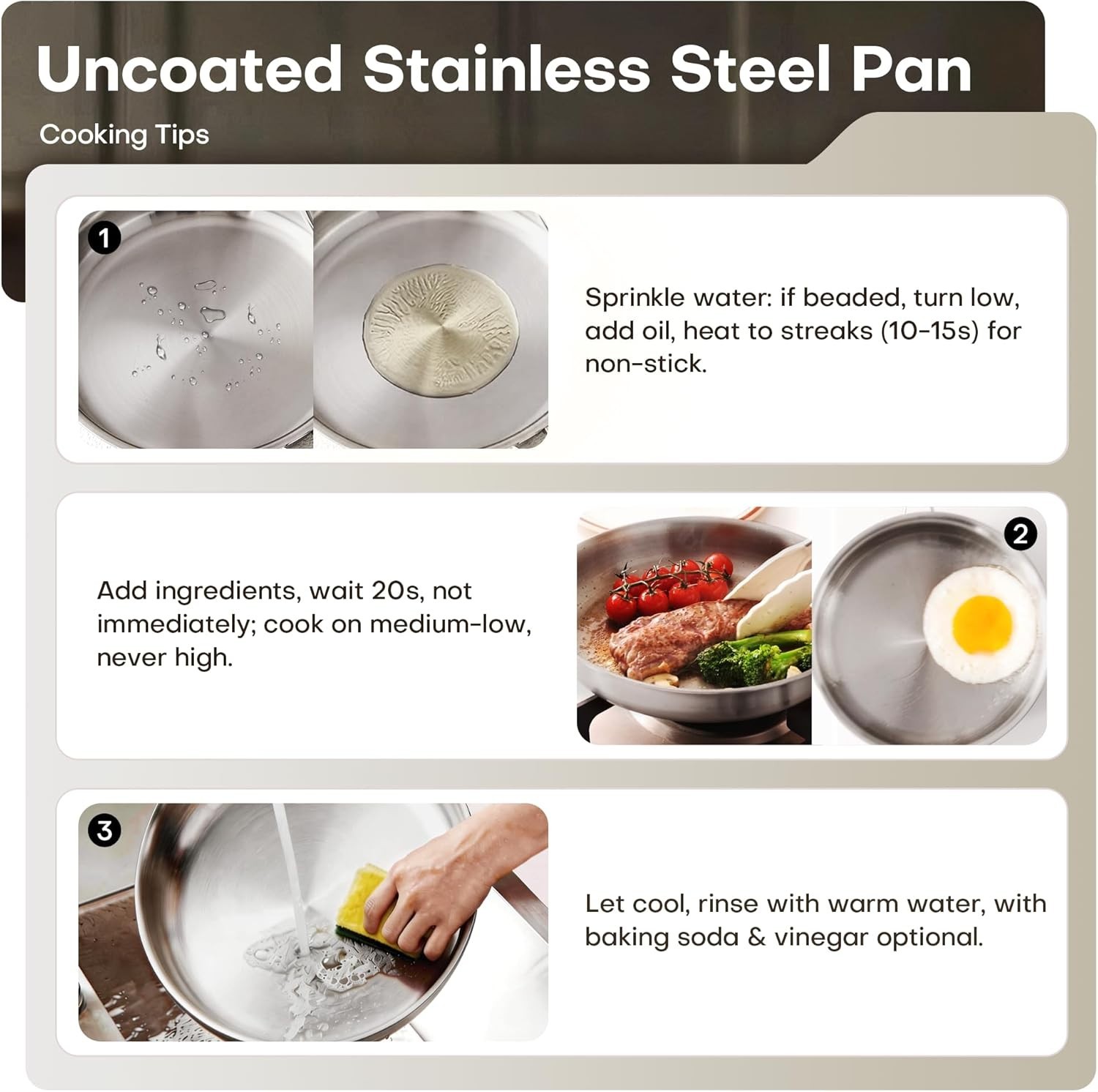 12 Inch Stainless Steel Frying Pan with Lids, Healthy Stainless Steel Skillet…
