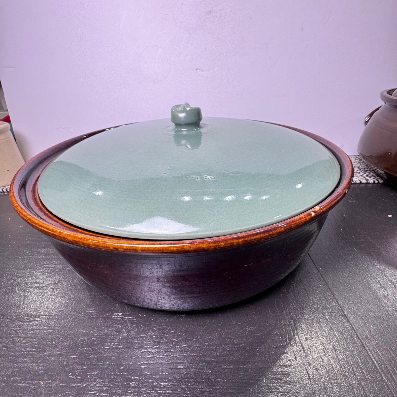 Vintage Ceramic Casserole Dishes with Lid Mid Century Modern Serving Bowls