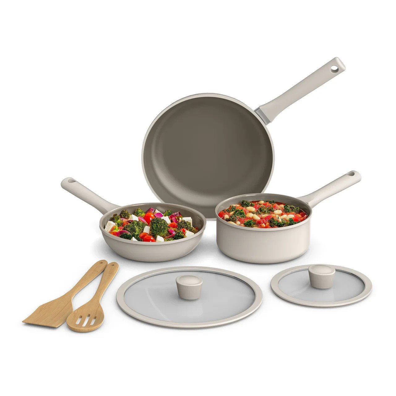 bella 7 Piece Cookware Set w EverGood Ceramic Nonstick Coating​, Dishwasher Safe