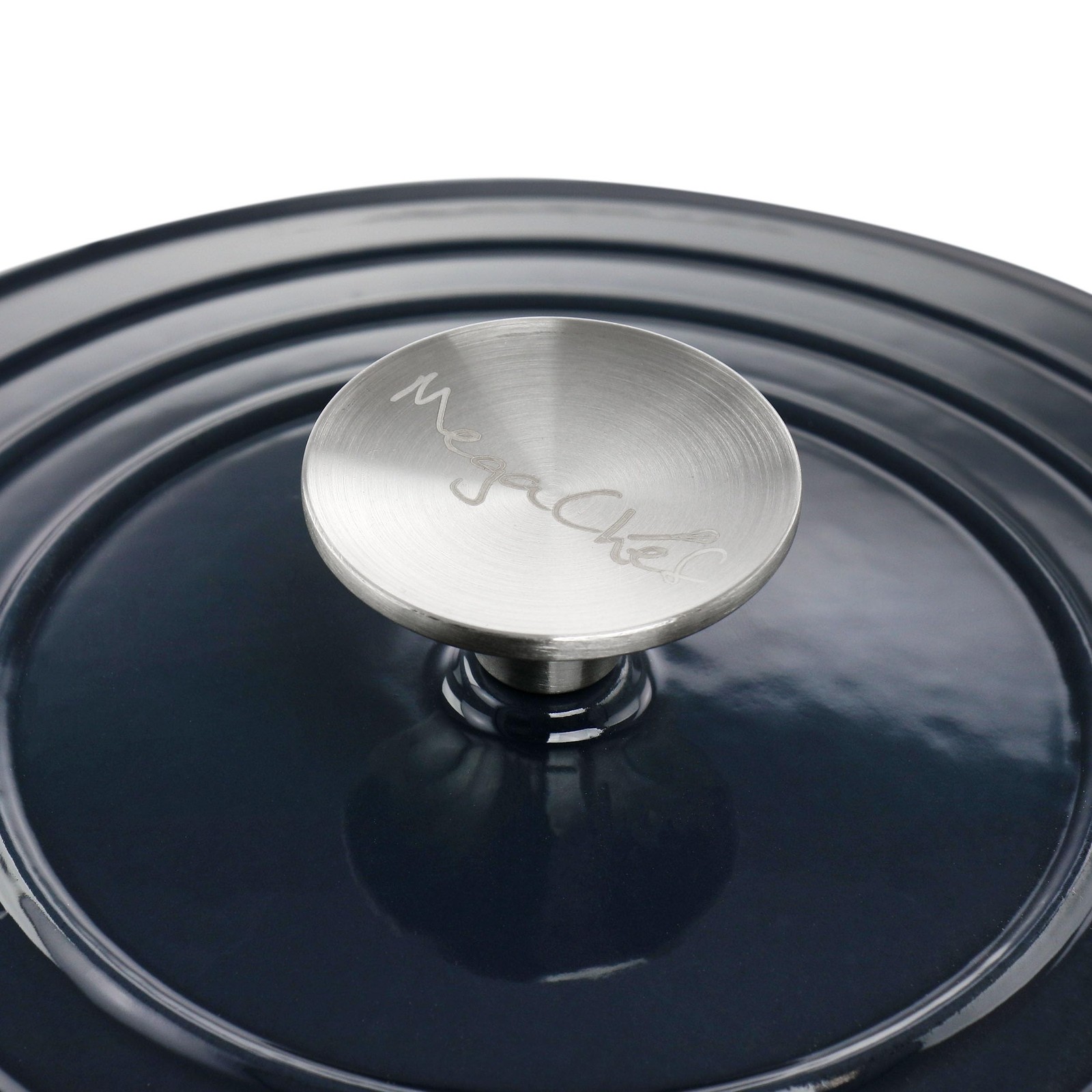 2 Quart Round Enameled Cast Iron Braiser Pan (Dark Blue)