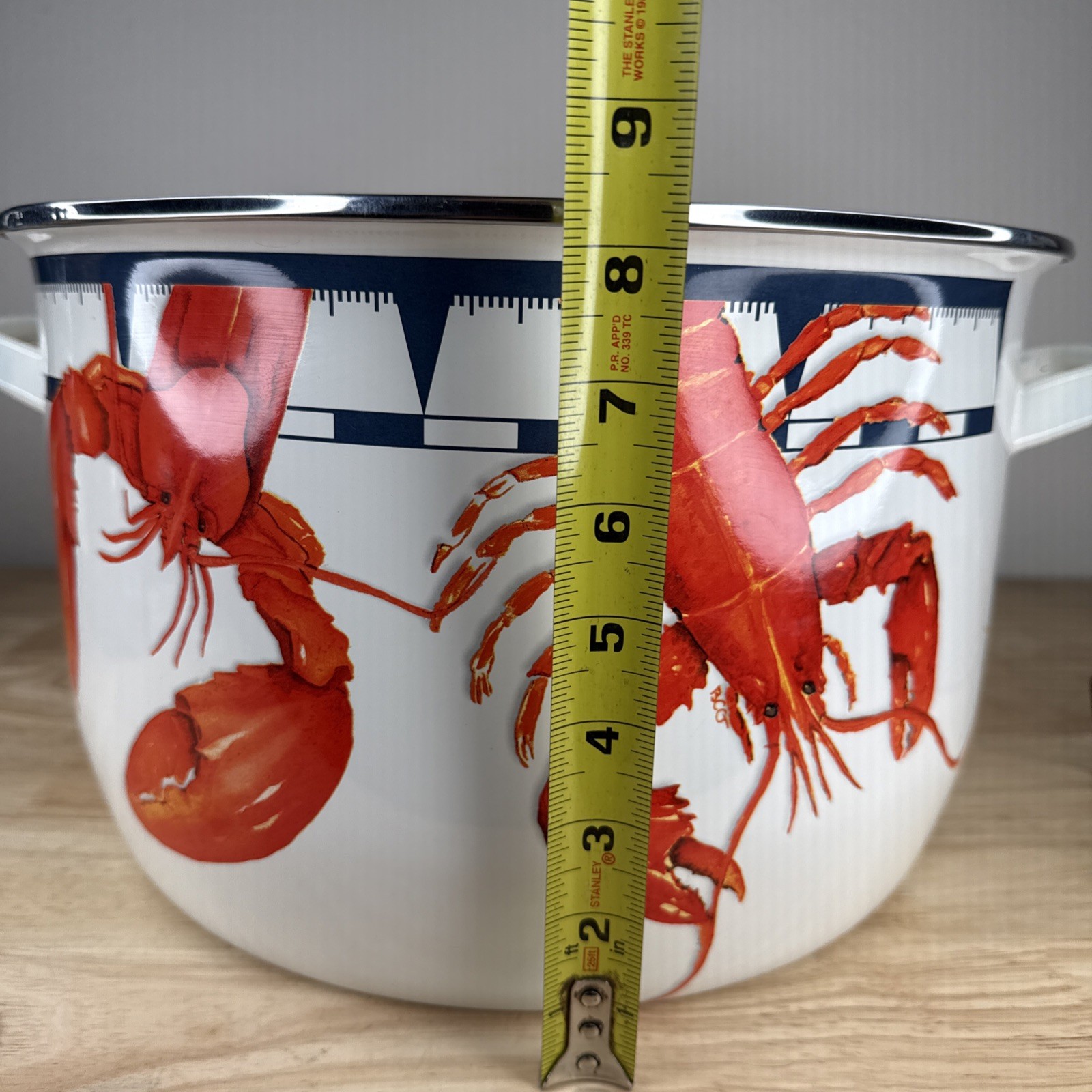 New Large Golden Rabbit Lobster Enamelware 18 Quart Stock Pot, Glass Lid, Rack